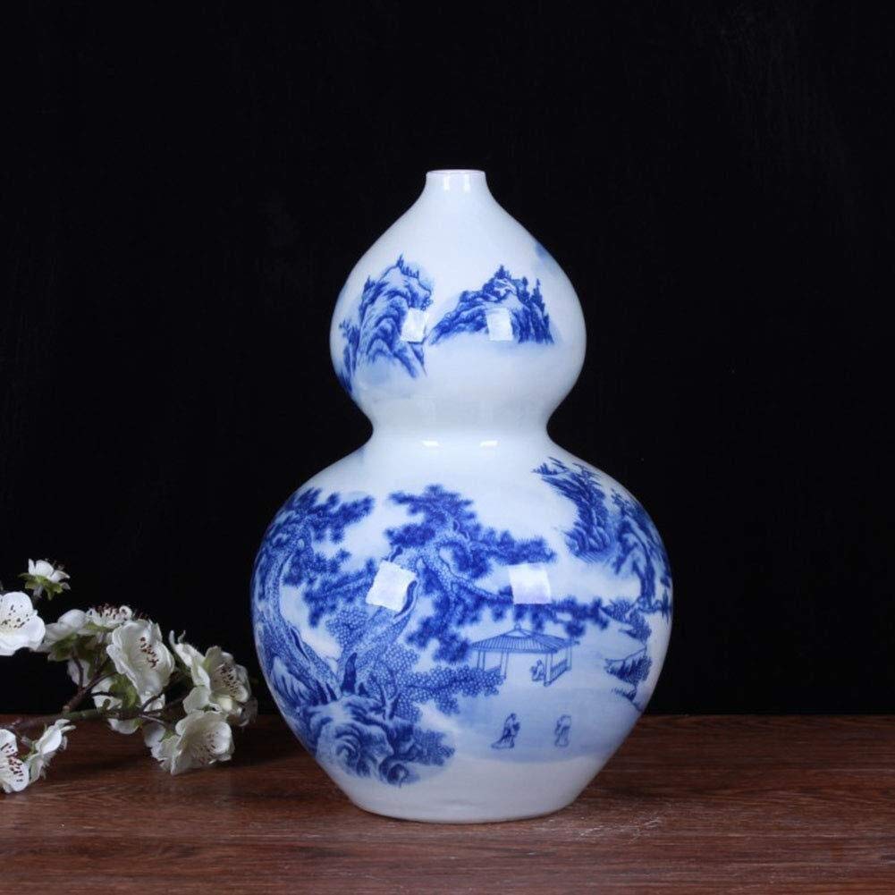 Creative Simplicity Ceramic Vase - Handmade Blue and White Porcelain Gourd Shape Table Decor with Precious Base (32x20x2.5cm) | Elegant Home Accessories for Living Room, Dining Table & Wedding Centerpieces