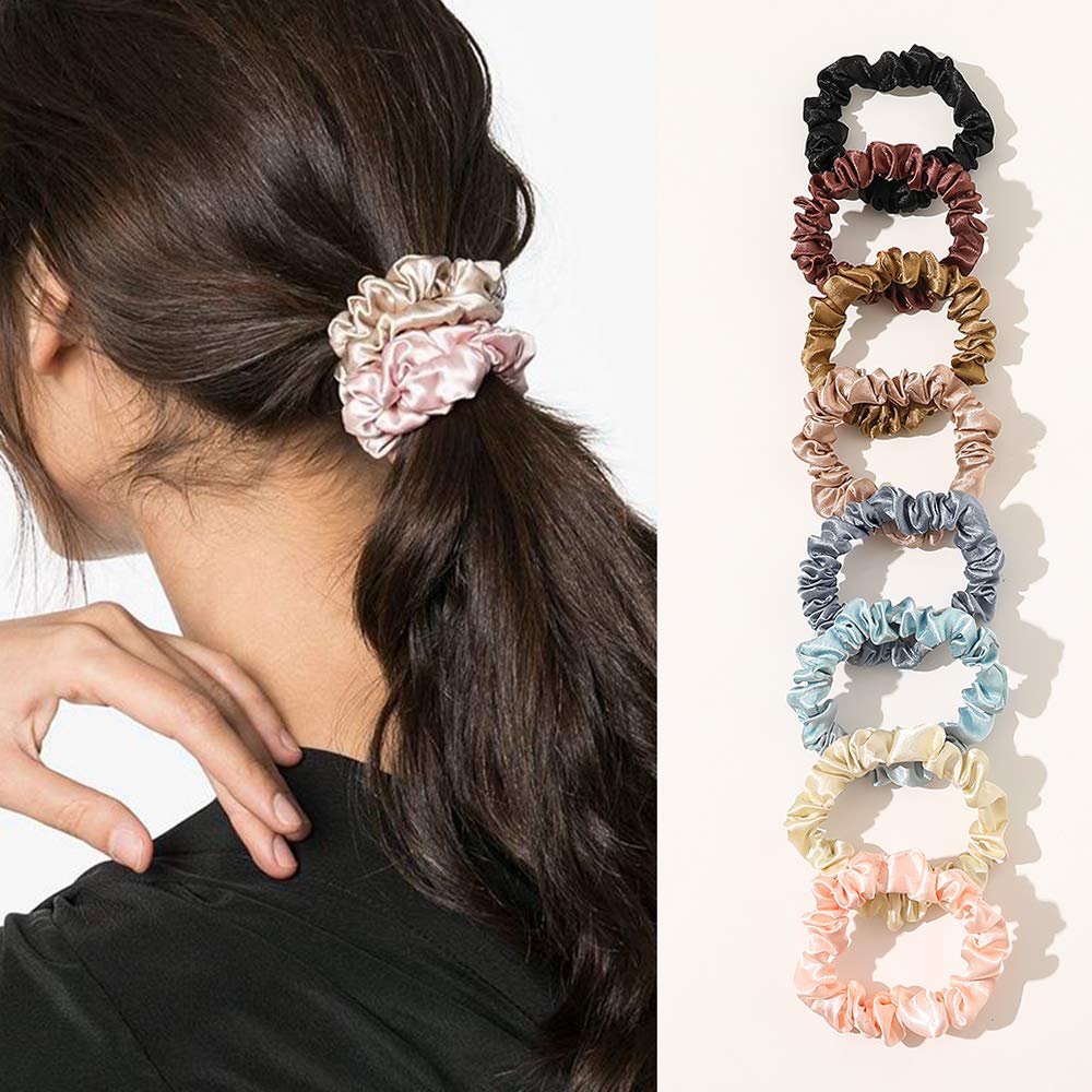 Silk Satin Scrunchies Hair Ties - No Crease Ponytail Holders for Thick & Curly Hair | Soft Elastic Hair Bands for Women & Girls | Perfect for Workouts, Office, and Everyday Styling