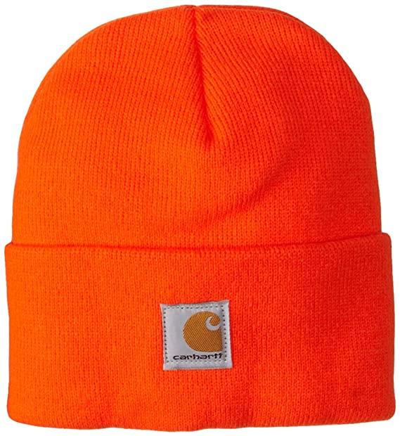 A18 Knit Cuffed Beanie - Bright Orange Winter Hat for Men & Women - Warm Fleece-Lined Skull Cap for Outdoor Activities, Skiing, Hiking & Casual Wear