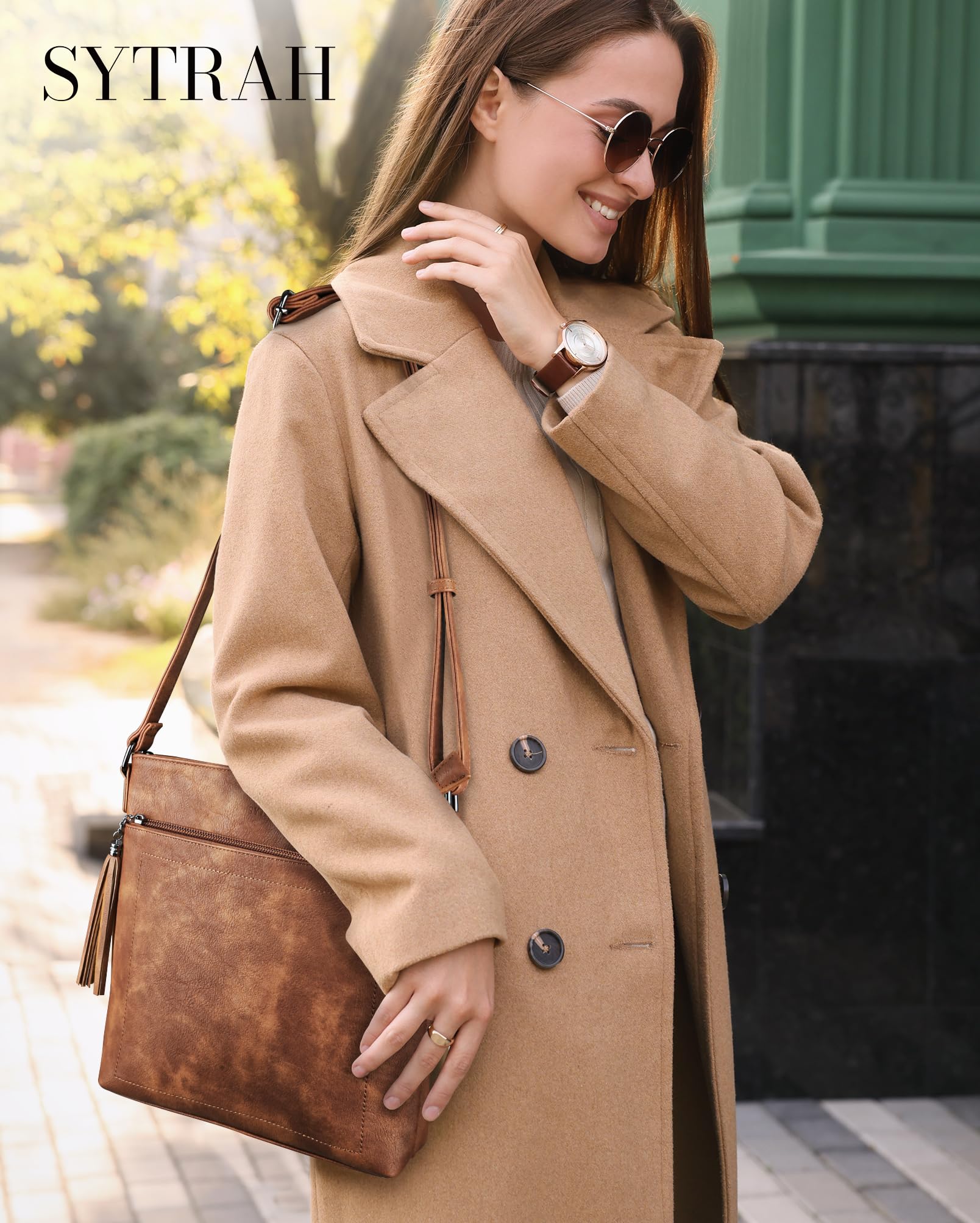 Premium Vegan Leather Crossbody Bag for Women - Adjustable Strap Lightweight Shoulder Purse with Tassel | Perfect for Work, Travel & Everyday Use