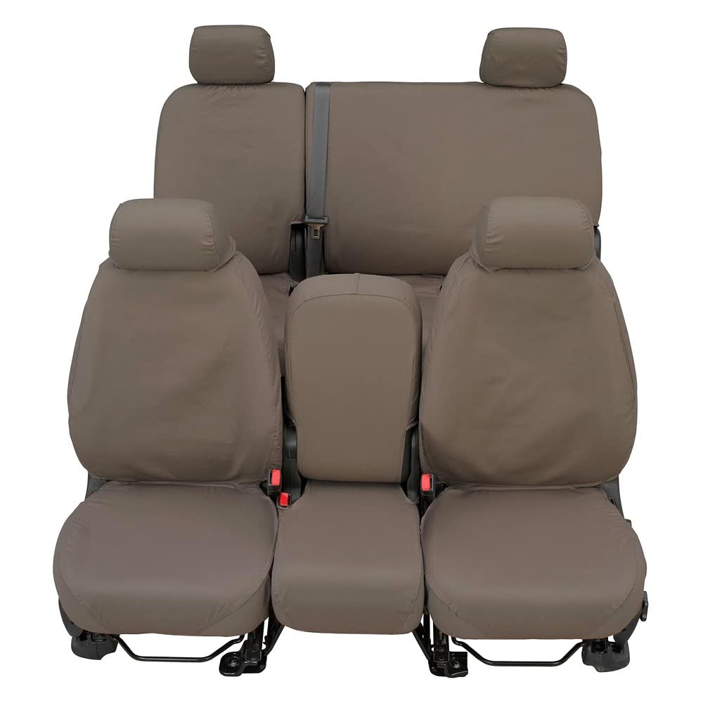 Covercraft SS3372PCCT Custom-Fit Front Bench SeatSaver Seat Covers - Polycotton Fabric, Misty Grey | Durable Car Seat Protection for Trucks & SUVs | Perfect for Daily Commute & Road Trips