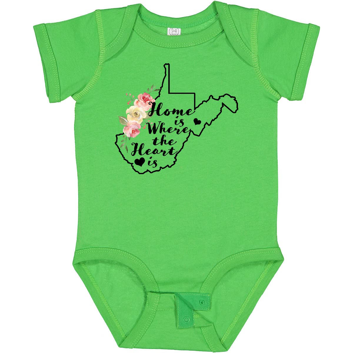 Inktastic West Virginia Home is Where The Heart is Watercolor Baby Bodysuit - Soft Cotton Infant Onesie for Newborns, Gifts & Family Photos