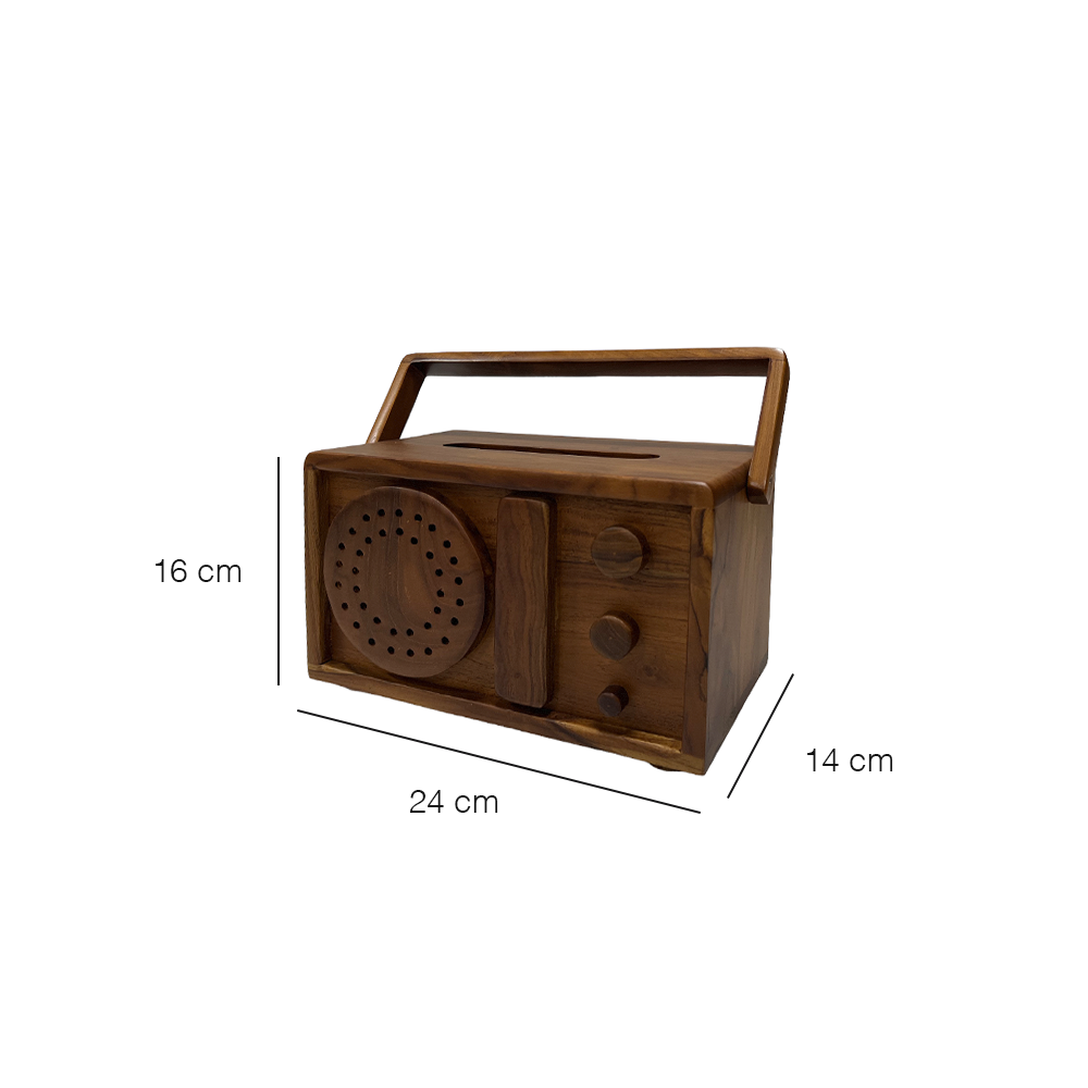 Vintage Teak Wood Tissue Box Holder - Handcrafted Decorative Home Decor for Living Room, Bedroom, or Bathroom