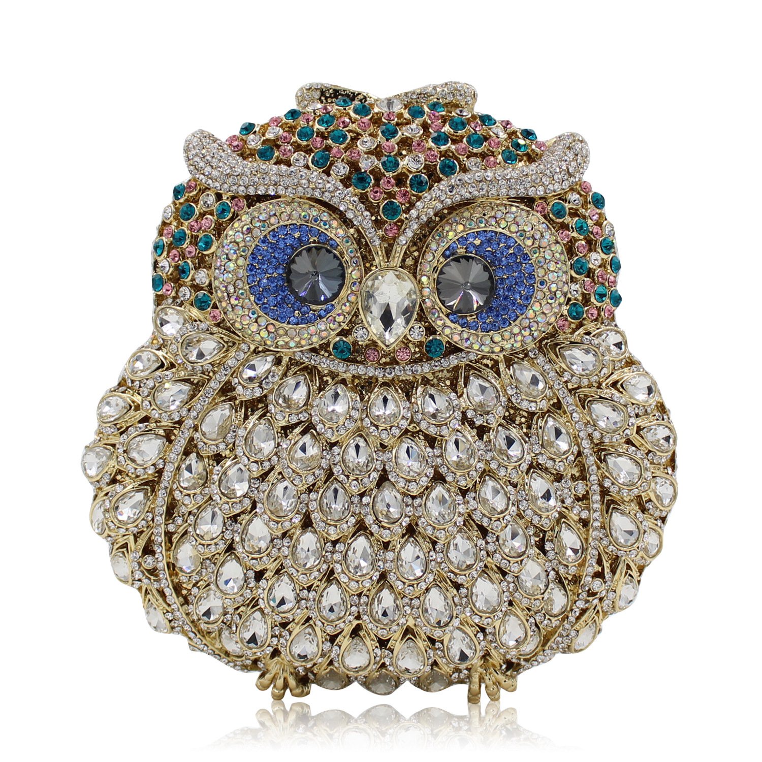 Elegant Owl Crystal Clutch Purse with Chain Strap - Perfect for Evening Parties, Weddings & Special Occasions
