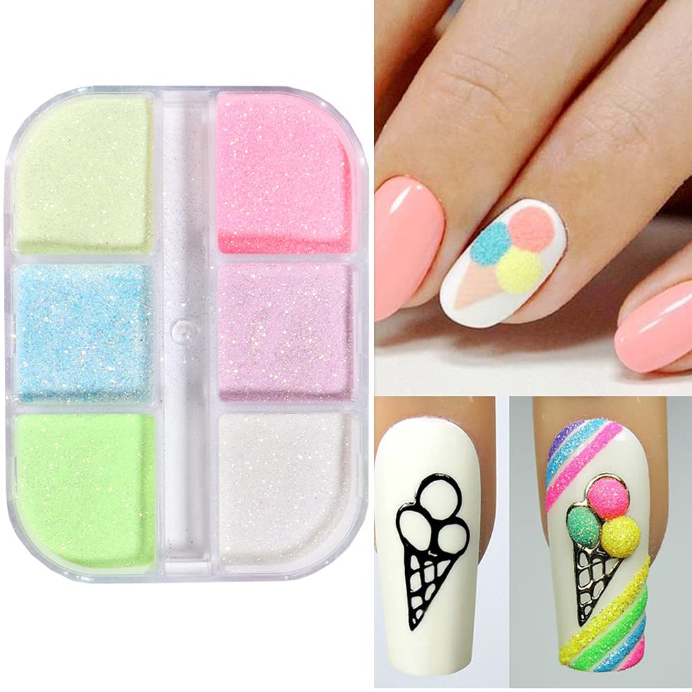 Holographic Luminous Glitter Nail Powder Set - 6 Grid Fluorescent Pigments for Nail Art, Manicure & Decoration | Mermaid Sparkle Dust for Professional & DIY Nail Designs - Perfect for Parties, Salons & Special Occasions