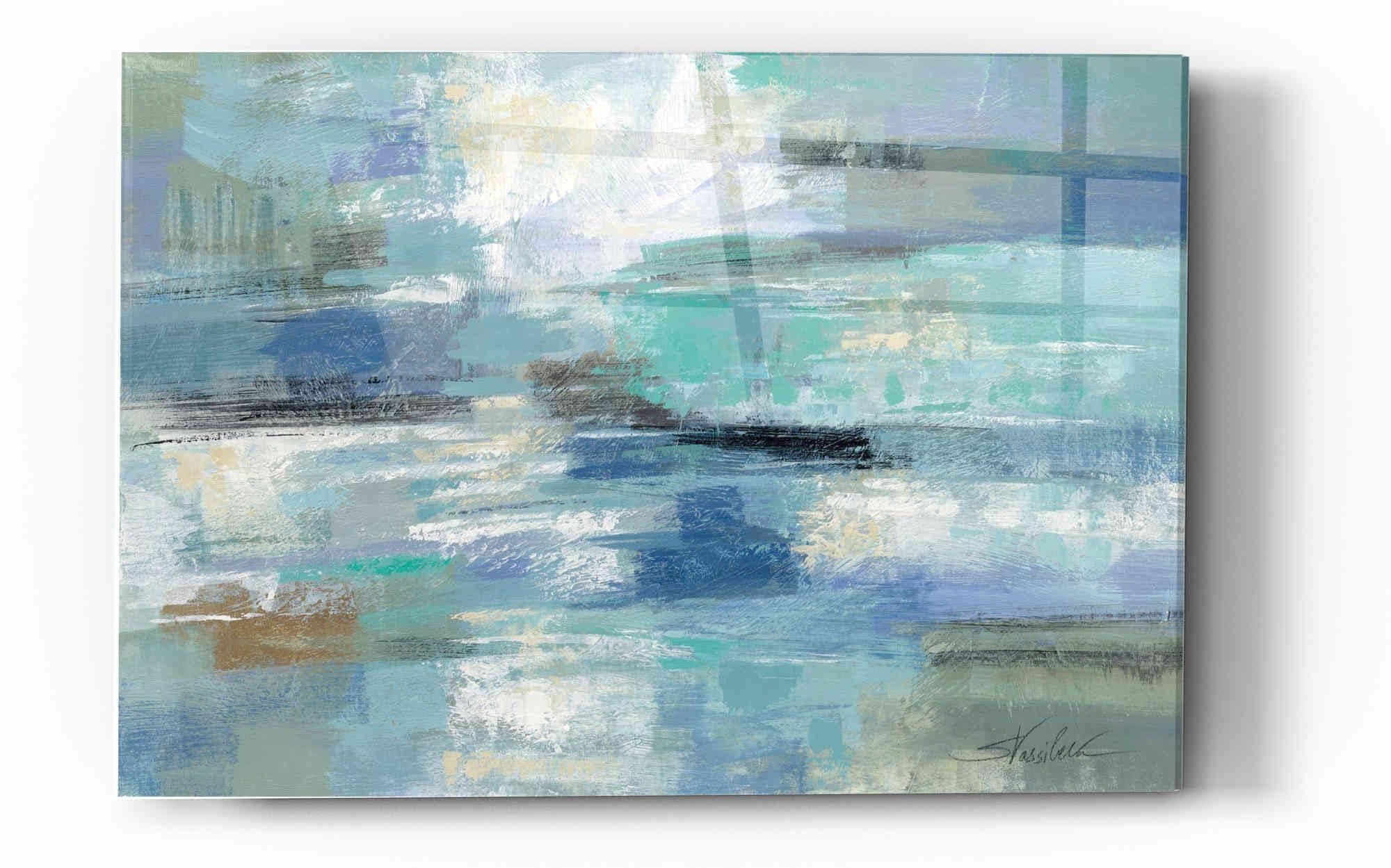 Silvia Vassileva 'Clear Water' Acrylic Glass Wall Art - 16x24 Inches Modern Abstract Painting for Living Room, Bedroom & Office Decor