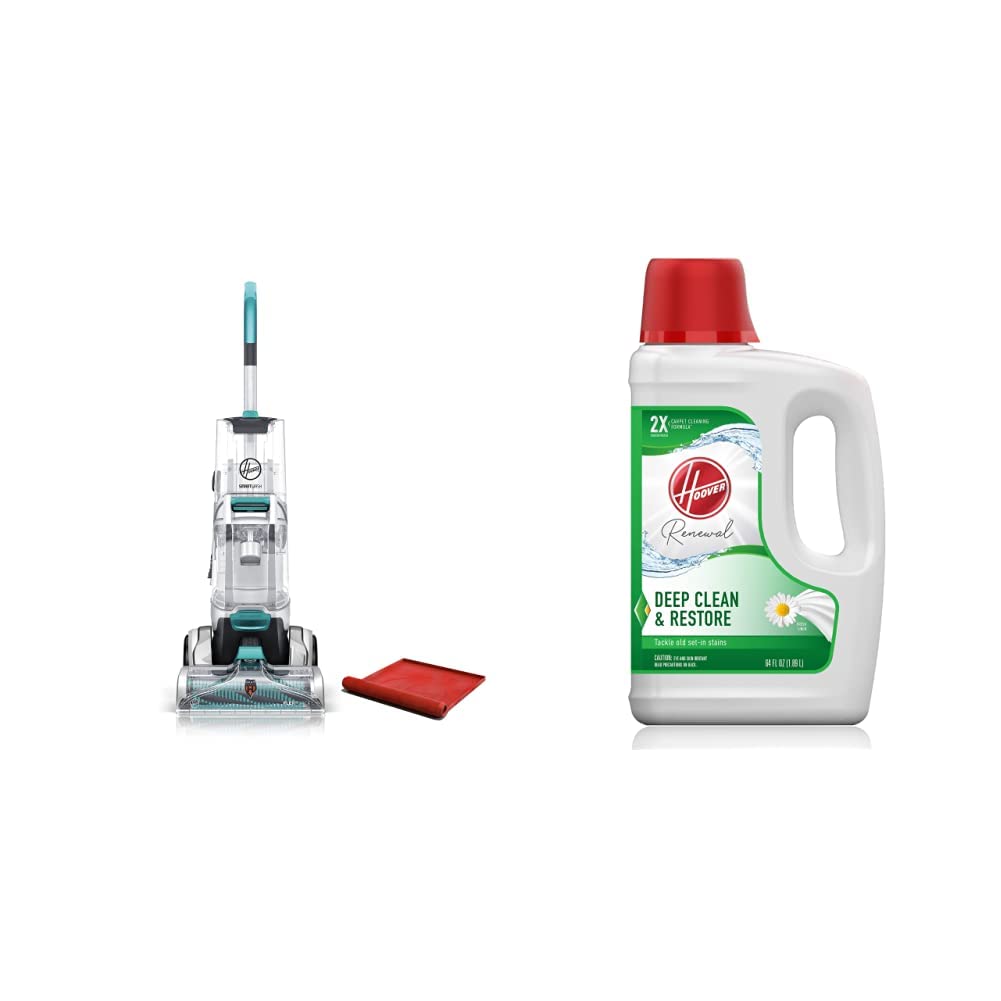 Hoover SmartWash Automatic Carpet Cleaner Machine with Storage Mat & Renewal Deep Cleaning Shampoo (64oz) - FH52050 Carpet Washer & AH30924 Concentrated Solution for Pet Stains, Odor Removal - Perfect for Home, Office & High-Traffic Areas