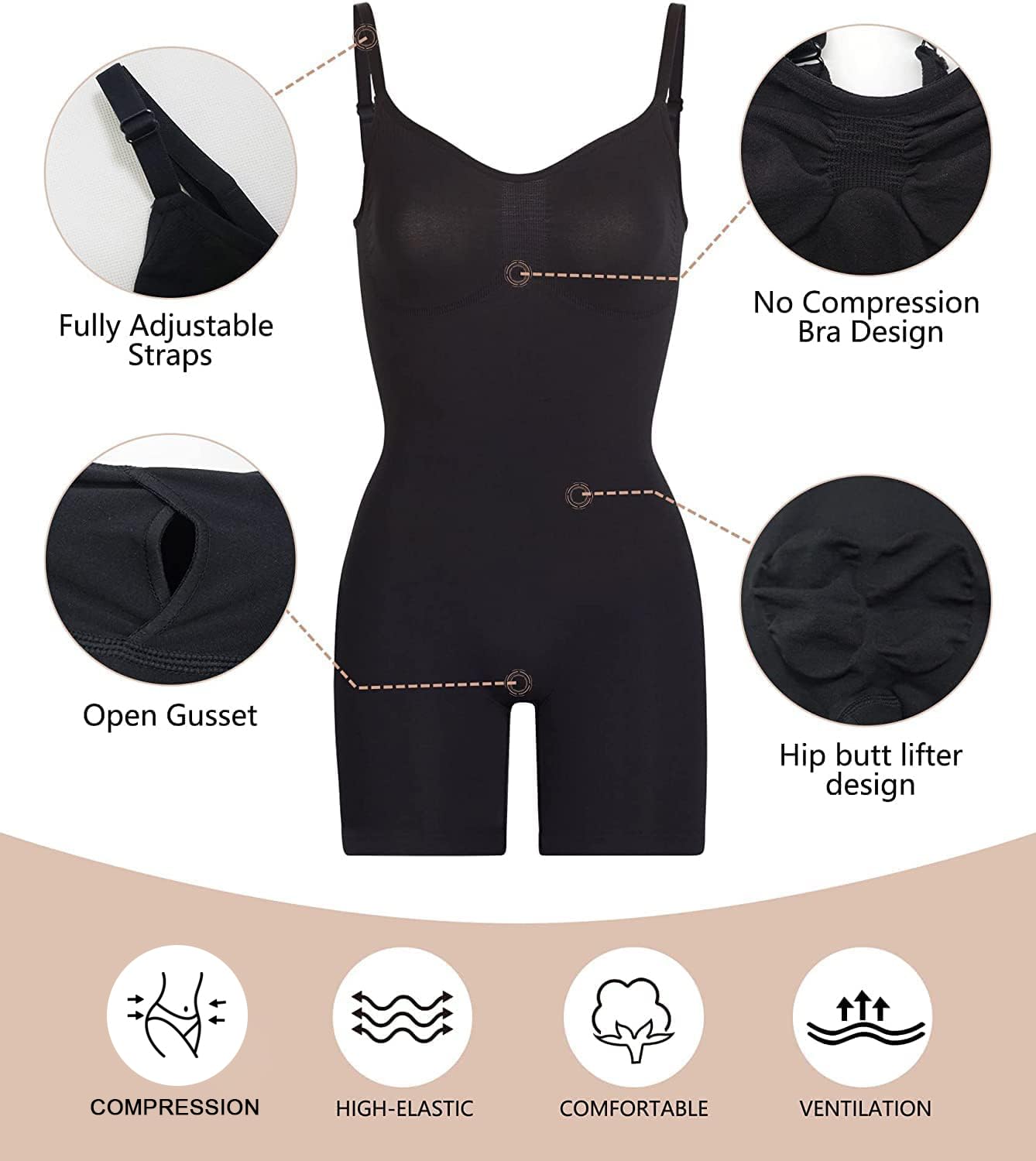 Best Shapewear for Women - Tummy Control Bodysuit with Butt Lifter, Mid Thigh Body Shaper Shorts for Slimming & Smoothing - Perfect for Daily Wear, Special Occasions & Postpartum Recovery
