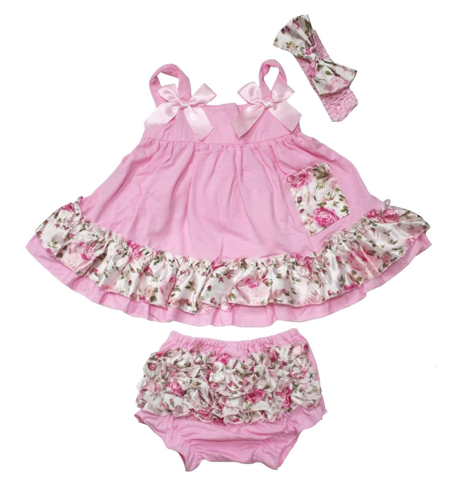 Petitebella Pink Floral Halter Swing Top & Bloomer Baby Outfit Set | Newborn to 24 Months | Perfect for Photoshoots, Birthday Parties & Special Occasions