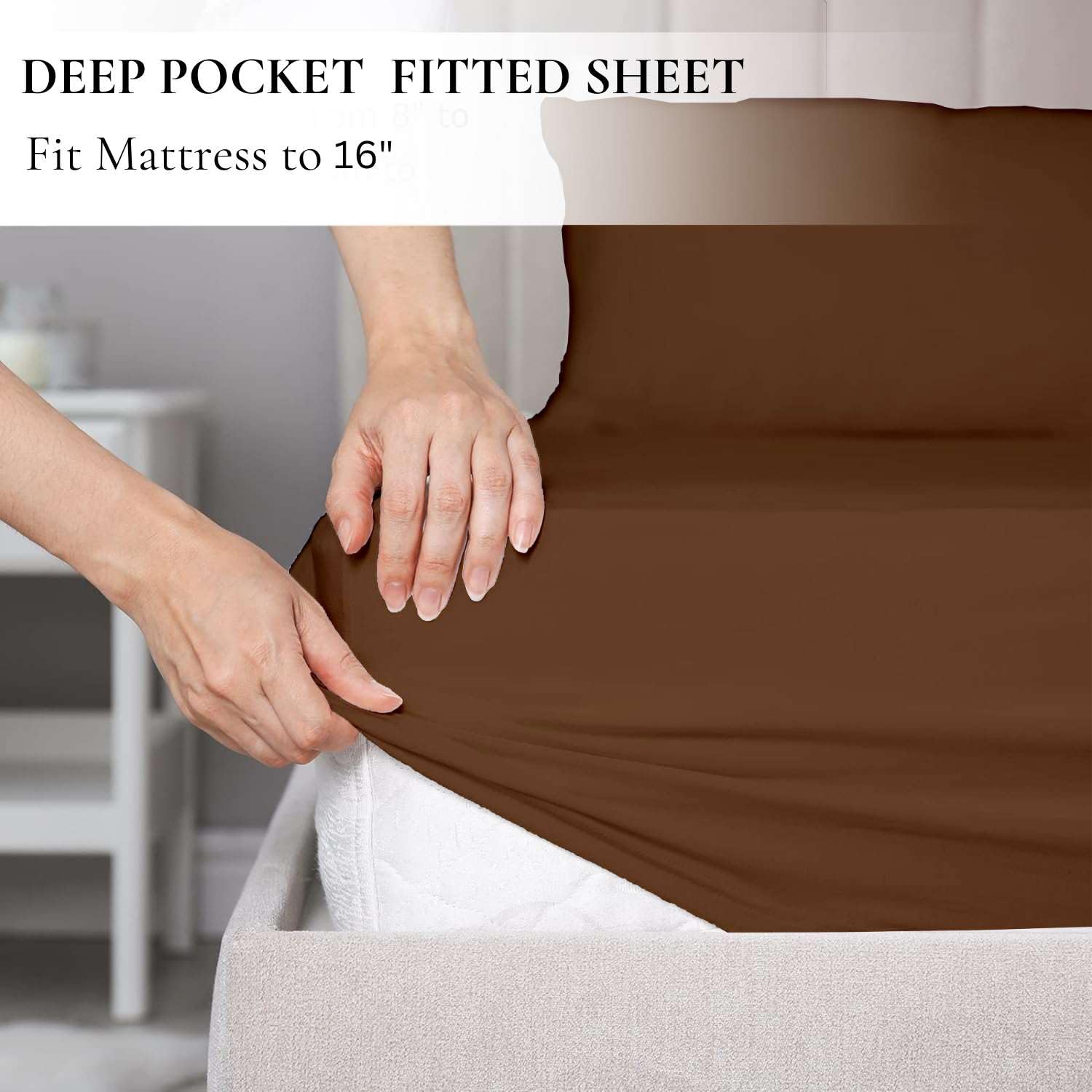 California King Size Sheet Set - 6 Piece 400-Thread-Count 100% Egyptian Cotton Bed Sheets with Deep Pockets - Easy Fit Luxury Bedding for California King Beds - Brown Bed Sheets for Ultimate Comfort and Style - Perfect for Master Bedrooms and Guest Rooms