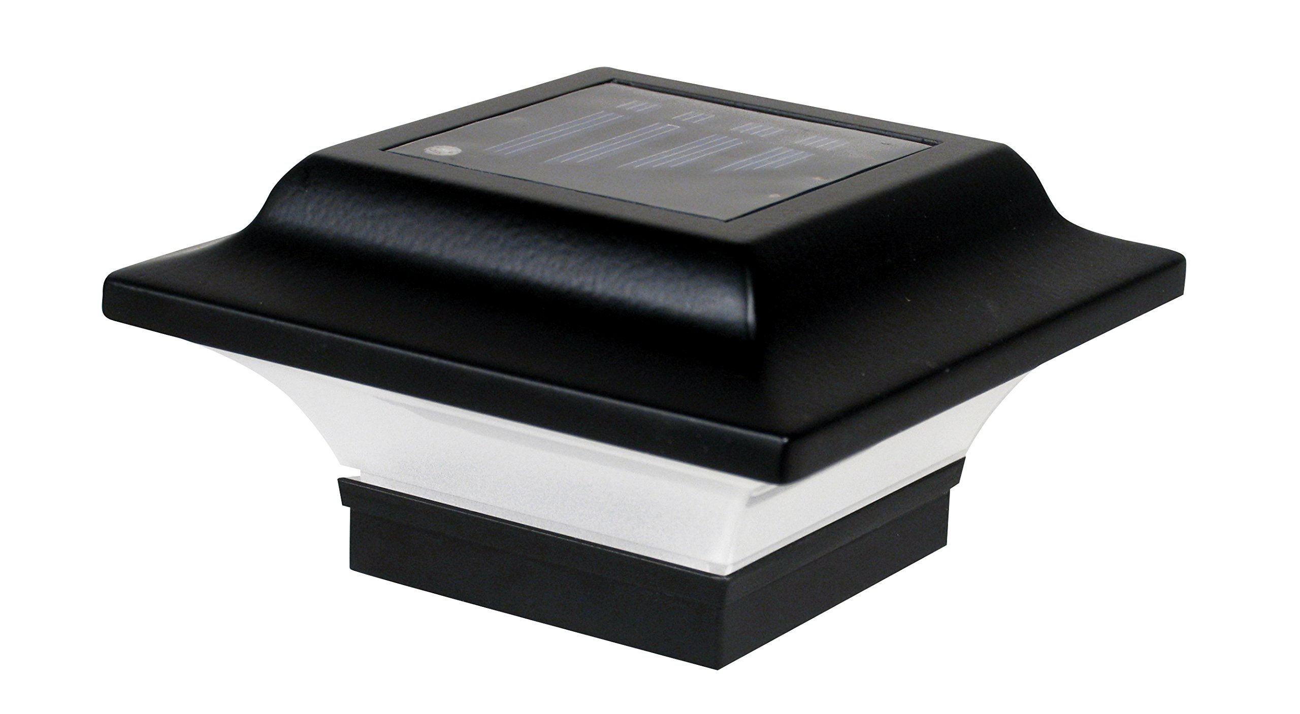 CC Outdoor Living Set of 2 Black Imperial Solar Powered Fence Post Caps 2.5 x 2.5” - Perfect for Garden, Patio, and Backyard Lighting