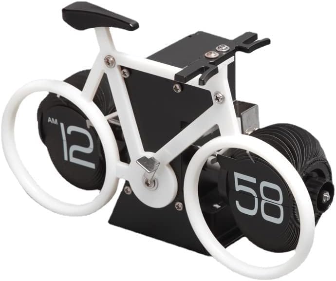 Vintage Bicycle-Shaped Flip Clock - Mechanical Digital Desk Clock with AAA Battery, 12-Hour Mode - Perfect for Home, Office & Retro Decor | White
