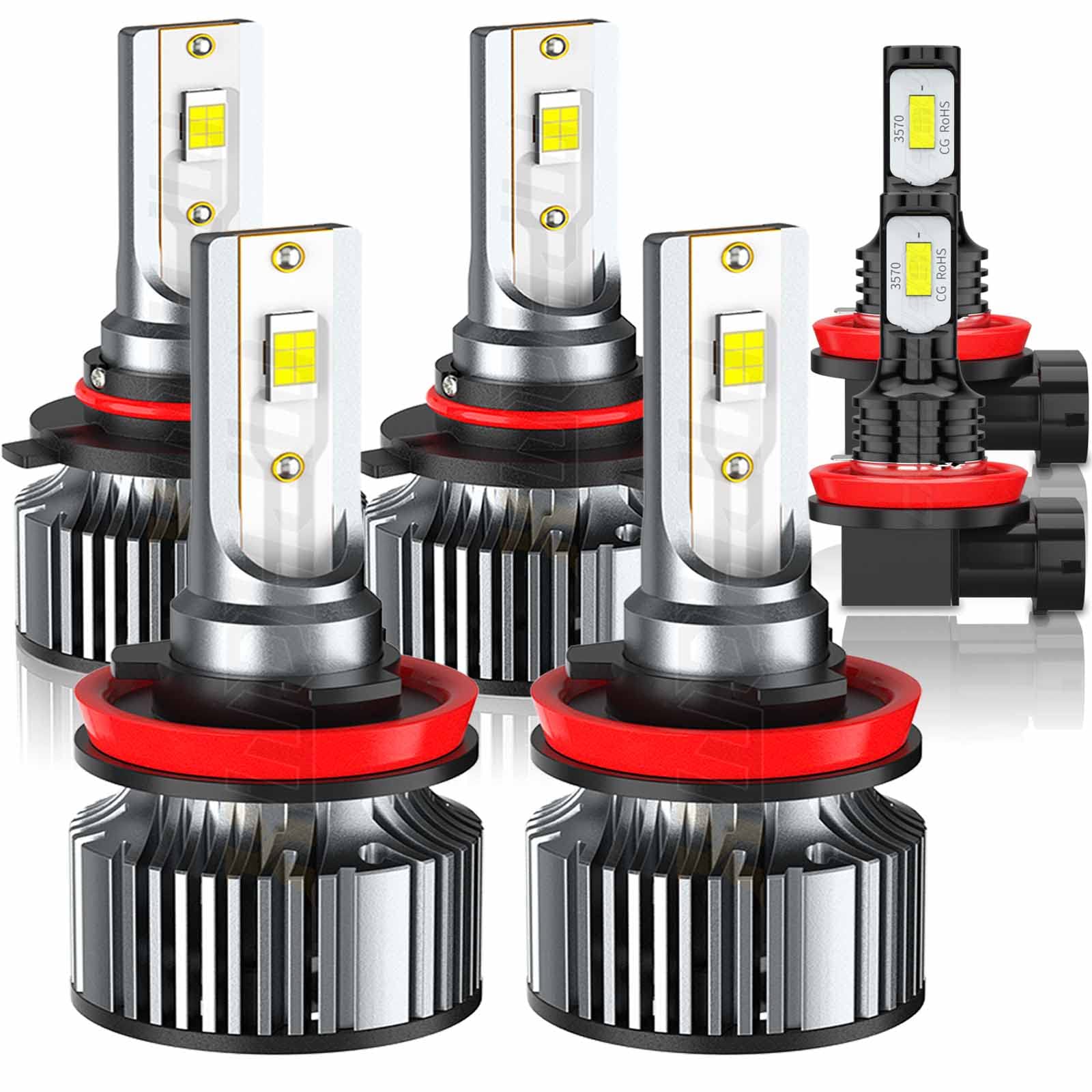 9005 H11 LED Headlight Bulbs + H11/H8/H16 Fog Lights - 6000K White - Plug and Play - Compatible with Toyota Camry 2007-2014, Honda Pilot 2007-2014 - Pack of 6 - Perfect for Night Driving & Foggy Conditions