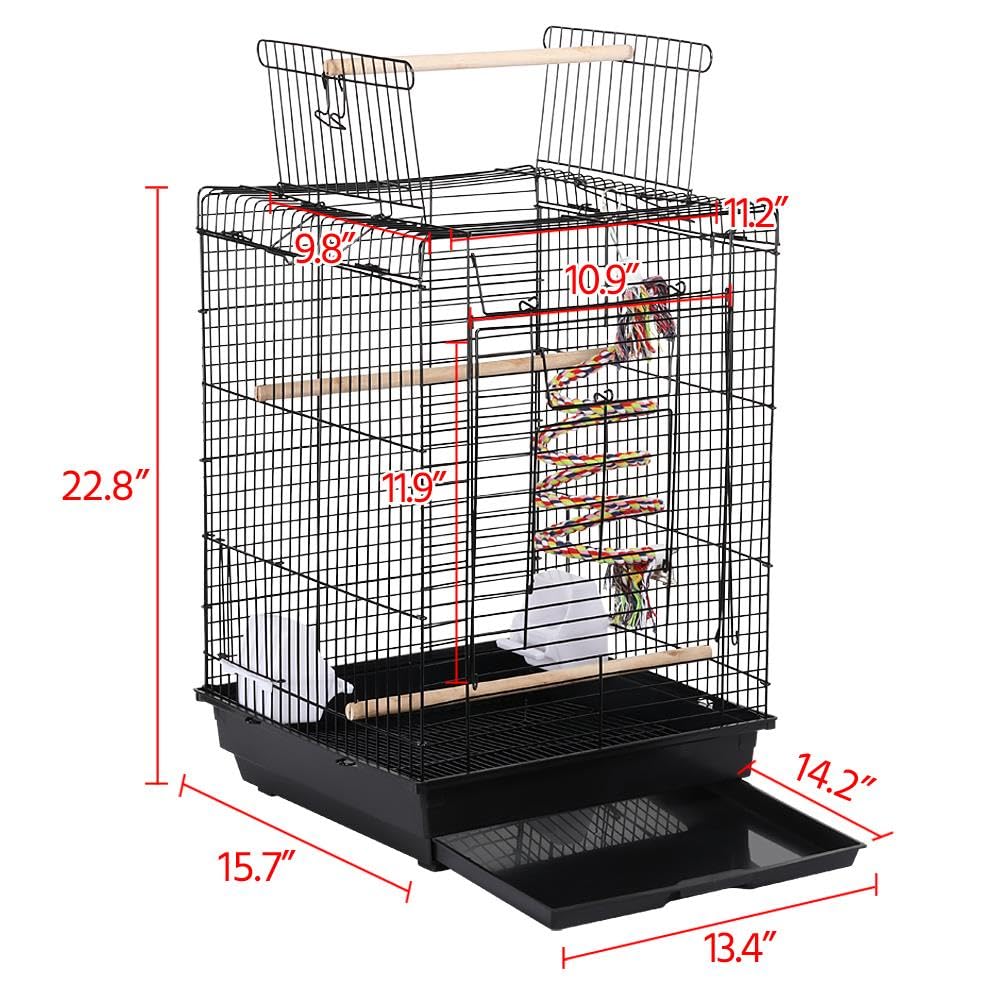 Yaheetech Open Top Travel Bird Cage for Small Birds - Portable & Lightweight for Conures, Sun Parakeets, Green Cheek Conures, Lovebirds, Budgies, Finches & Canaries | Perfect for Road Trips, Vet Visits & Outdoor Adventures