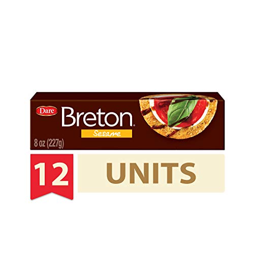 Dare Breton Sesame Crackers – 96 Ounce (Pack of 12) – All Natural Party Snacks with No Artificial Flavors & 0g Trans Fat – Perfect for Office Snacks, Picnics, and Family Gatherings