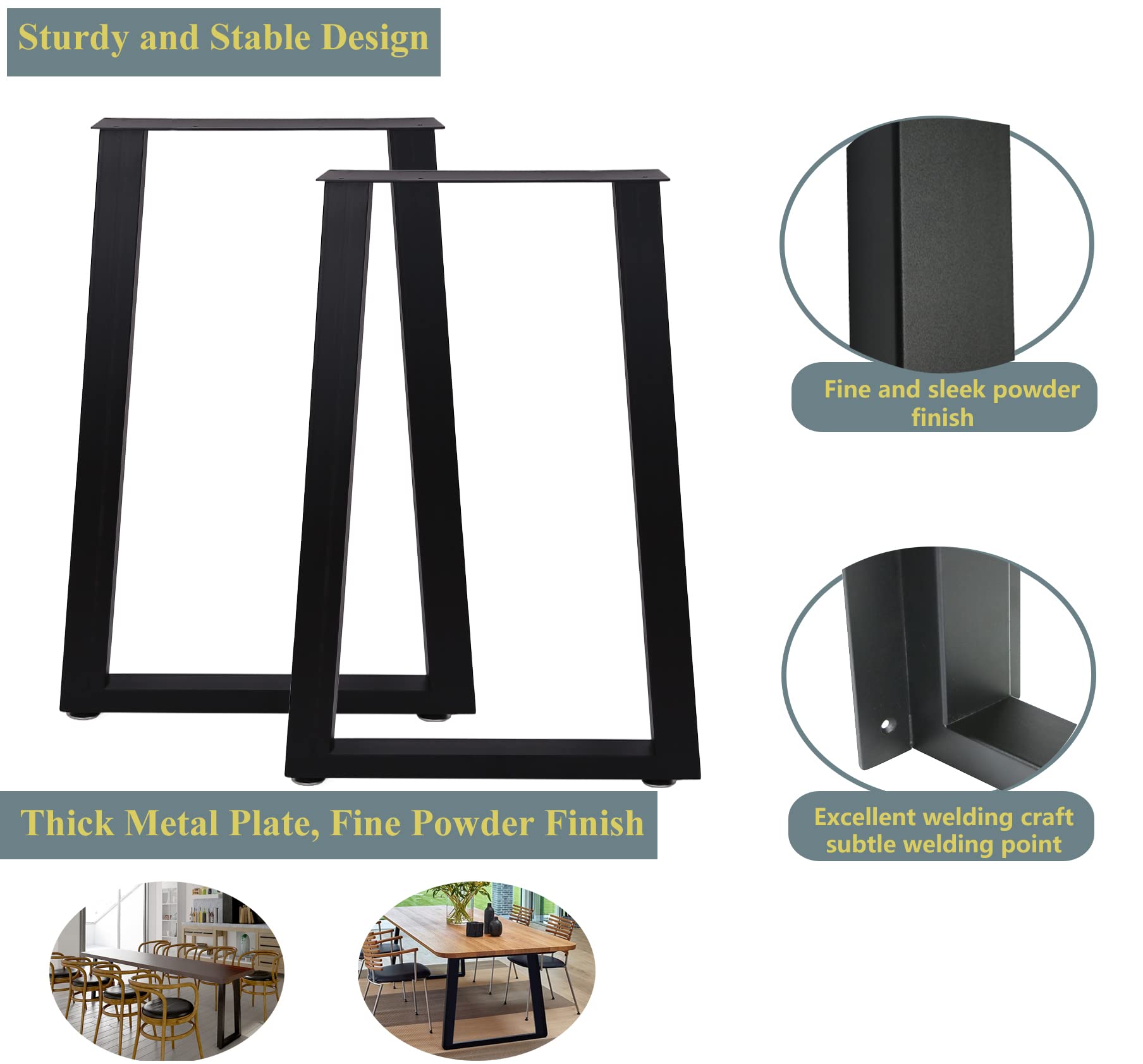 Heavy Duty Metal Table Legs Set of 2 - 28