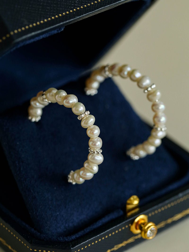Elegant C-Shaped Pearl Beaded Huggie Earrings for Women - Perfect for Parties, Weddings & Everyday Wear