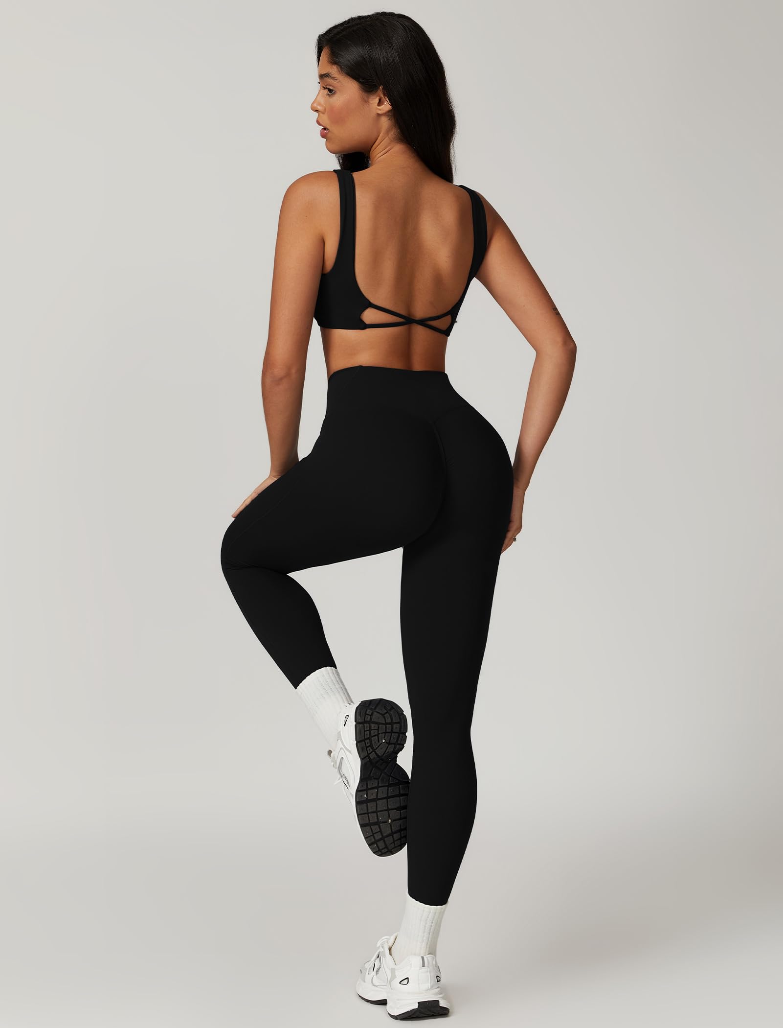 ABOCIW Women's Workout Sets - Twist Front Cross Back Sports Bra & High Waist Yoga Leggings 2-Piece Outfit for Gym, Running & Yoga | Comfortable Fitness Clothing for Women