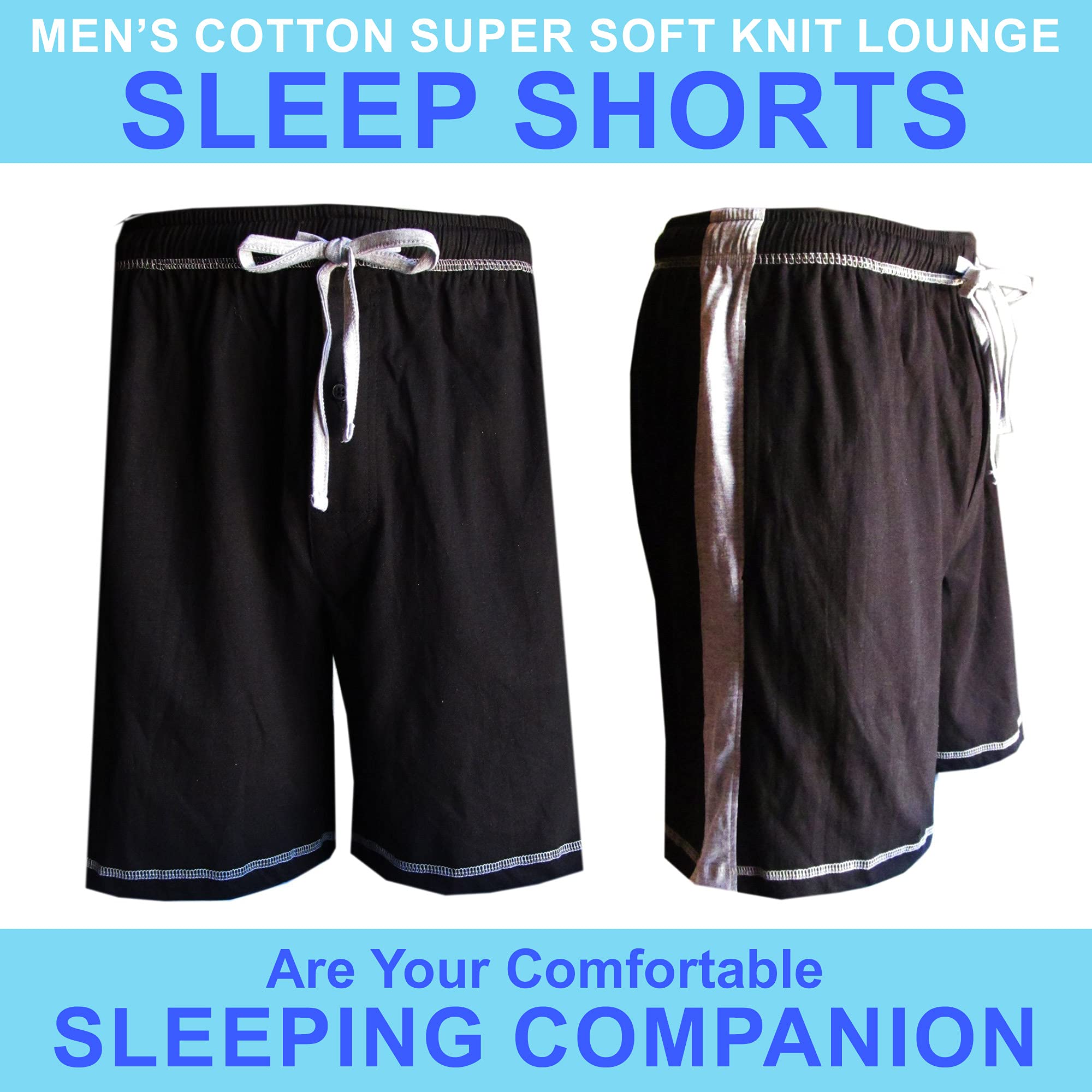 Brave Men's Cotton Super Soft Knit Lounge Shorts - Comfortable Sleepwear & Relaxing Home Pajama Shorts for Lounging, Sleeping, and Casual Wear