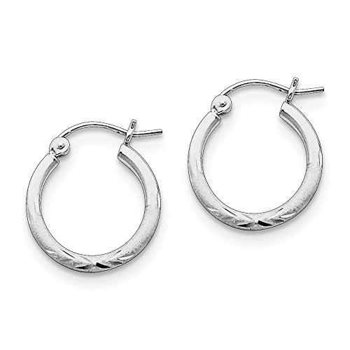 925 Sterling Silver Rhodium-Plated 2mm Satin Diamond-Cut Tube Hoop Earrings for Women - Hypoallergenic Fashion Jewelry for Everyday Wear, Parties & Special Occasions