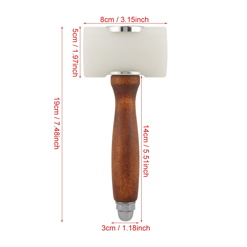 Premium Leather Carving Hammer Mallet - T-Shaped Wood Handle with Nylon Head for Leather Crafting, Stamping & DIY Projects | Perfect for Leatherworking, Bookbinding & Shoemaking