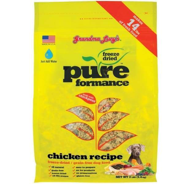Premium Grain-Free Freeze-Dried Dog Food by Grandma Lucy's - Pureformance Chicken Recipe (2 Size Options) | Ideal for Sensitive Stomachs, Allergies & Active Dogs