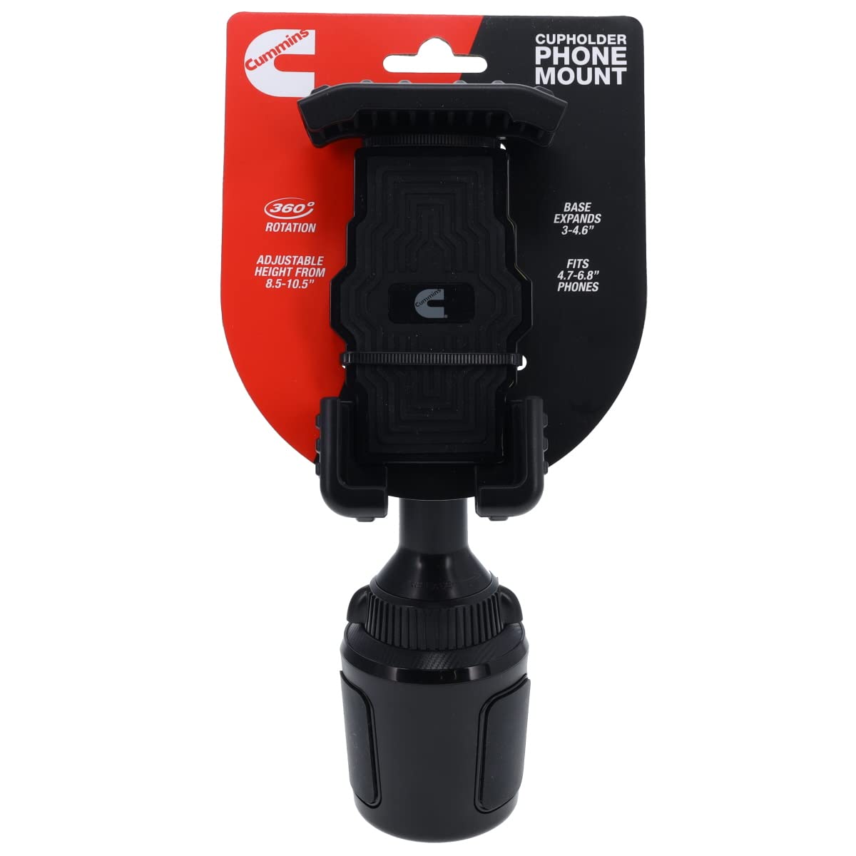 Adjustable Cummins Cup Car Phone Holder CMNCHPH - Universal Phone Mount for iPhone, Samsung, Android - Black - Perfect for Trucks, SUVs & Long Road Trips
