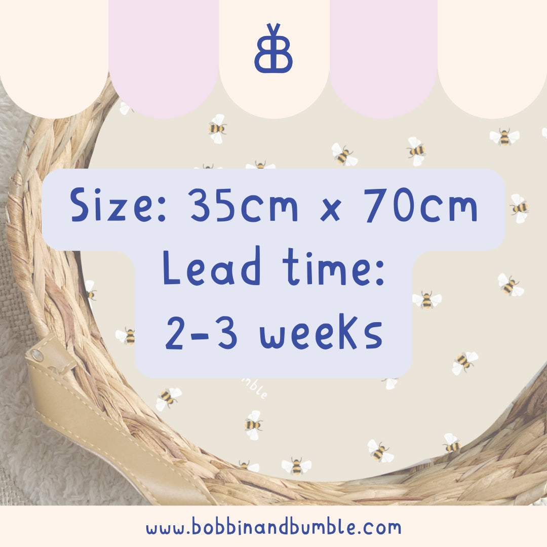 Bees PVC Changing Basket Liner - Waterproof Diaper Changing Pad Cover for Baby Nursery | Bobbin and Bumble | Perfect for Nursery, Daycare & Travel Use