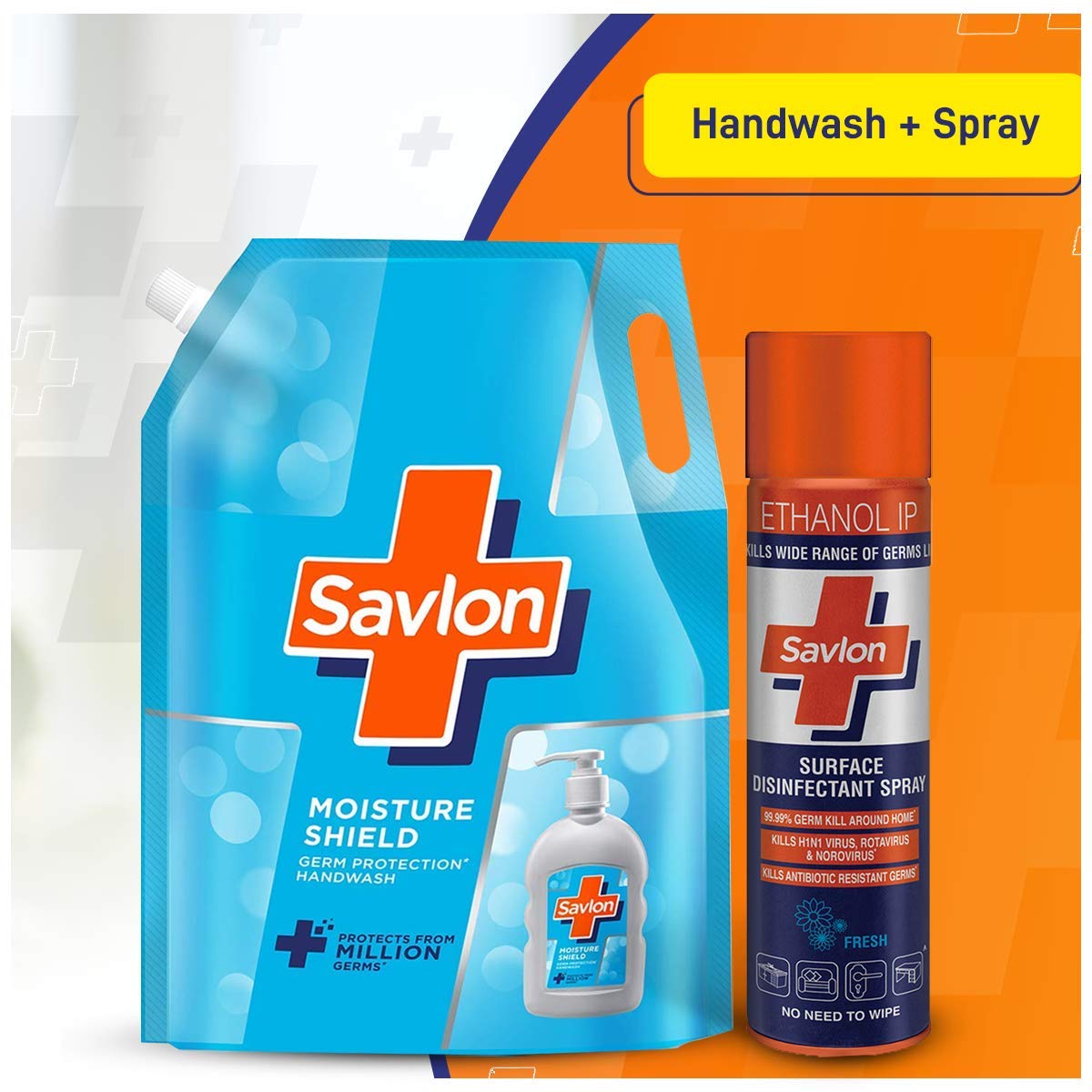 Savlon Moisture Shield Germ Protection Liquid Handwash Refill Pouch 1500ml & Surface Disinfectant Spray 230ml - Antibacterial Hand Soap and Multi-Surface Cleaner for Home, Kitchen, Bathroom, and Office Use