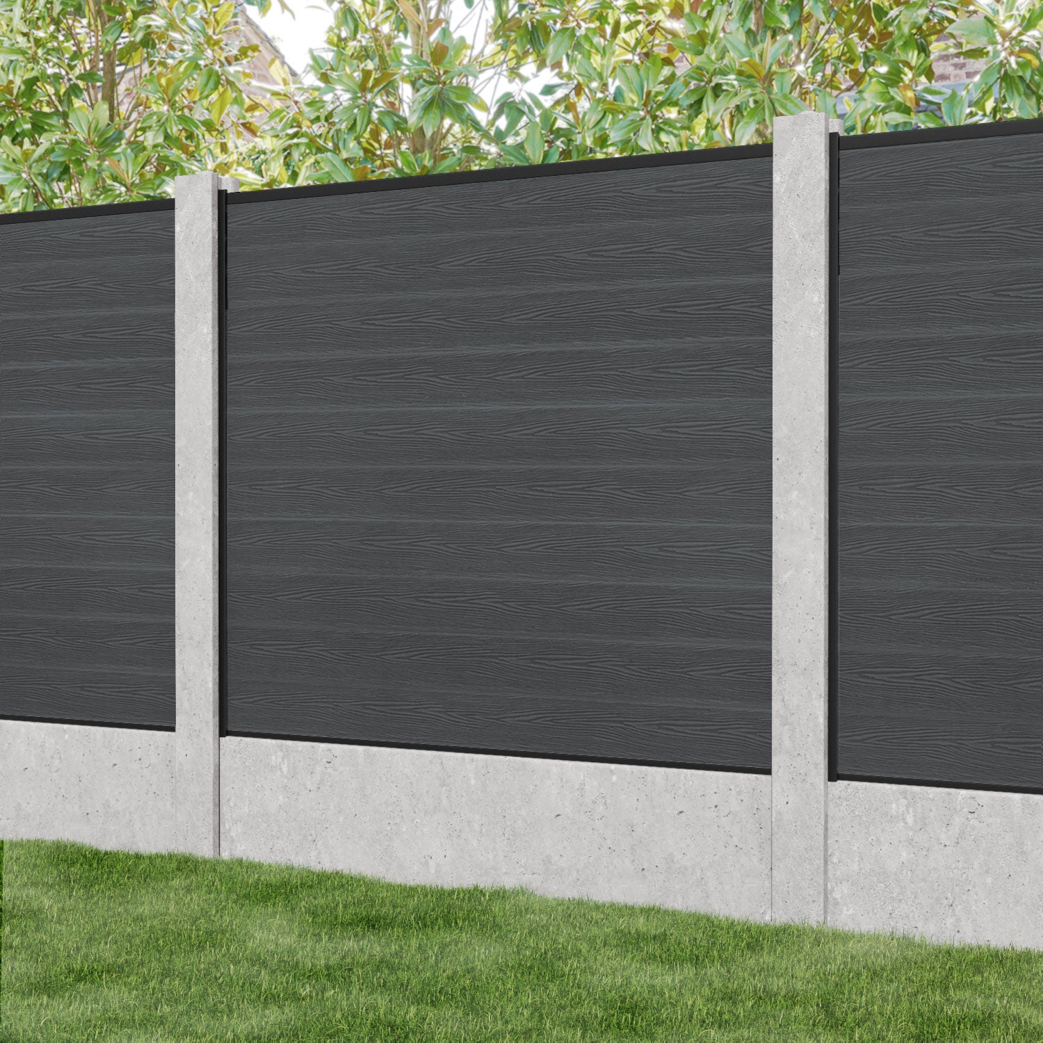 Classic Dark Grey Fence Panel for Existing Concrete Posts - Durable Outdoor Privacy Fence for Backyard, Garden, and Property Boundaries