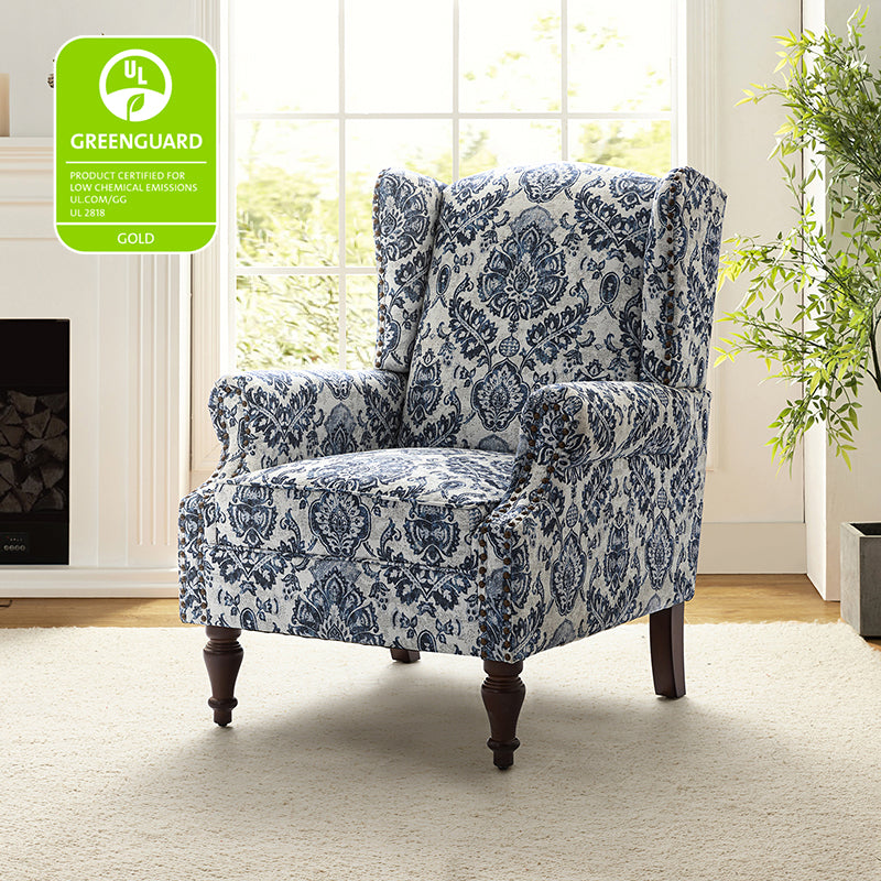 Felix Upholstered Wingback Armchair with Spindle Legs - Comfortable Living Room Chair for Reading & Relaxing - Perfect for Home Office, Bedroom or Lounge Area