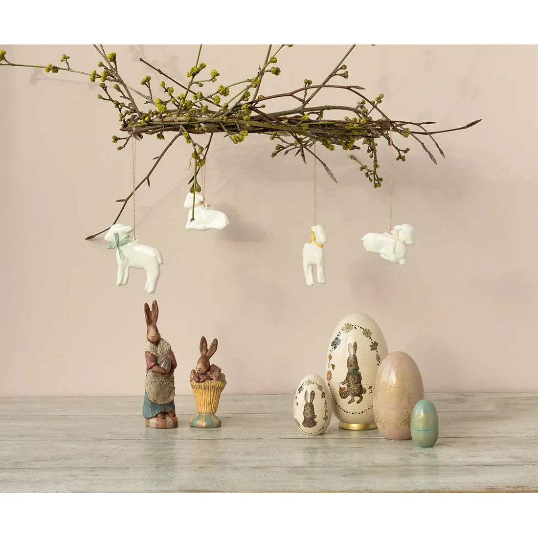 Maileg Yellow Lamb Metal Ornament - Vintage Christmas Tree Decoration for Holiday Home Décor & Gift Giving