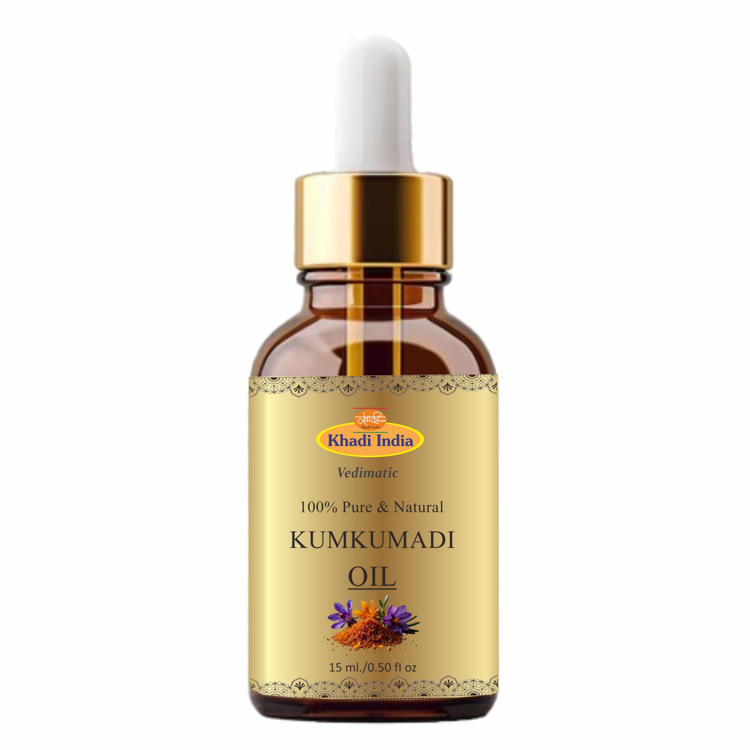 Khadi 100% Pure Herbal Natural Kumkumadi Oil for Glowing Skin | Skin Brightening & Anti-Aging Face Treatment | 15ml Ayurvedic Beauty Oil | Perfect for Night Routine & Bridal Skincare