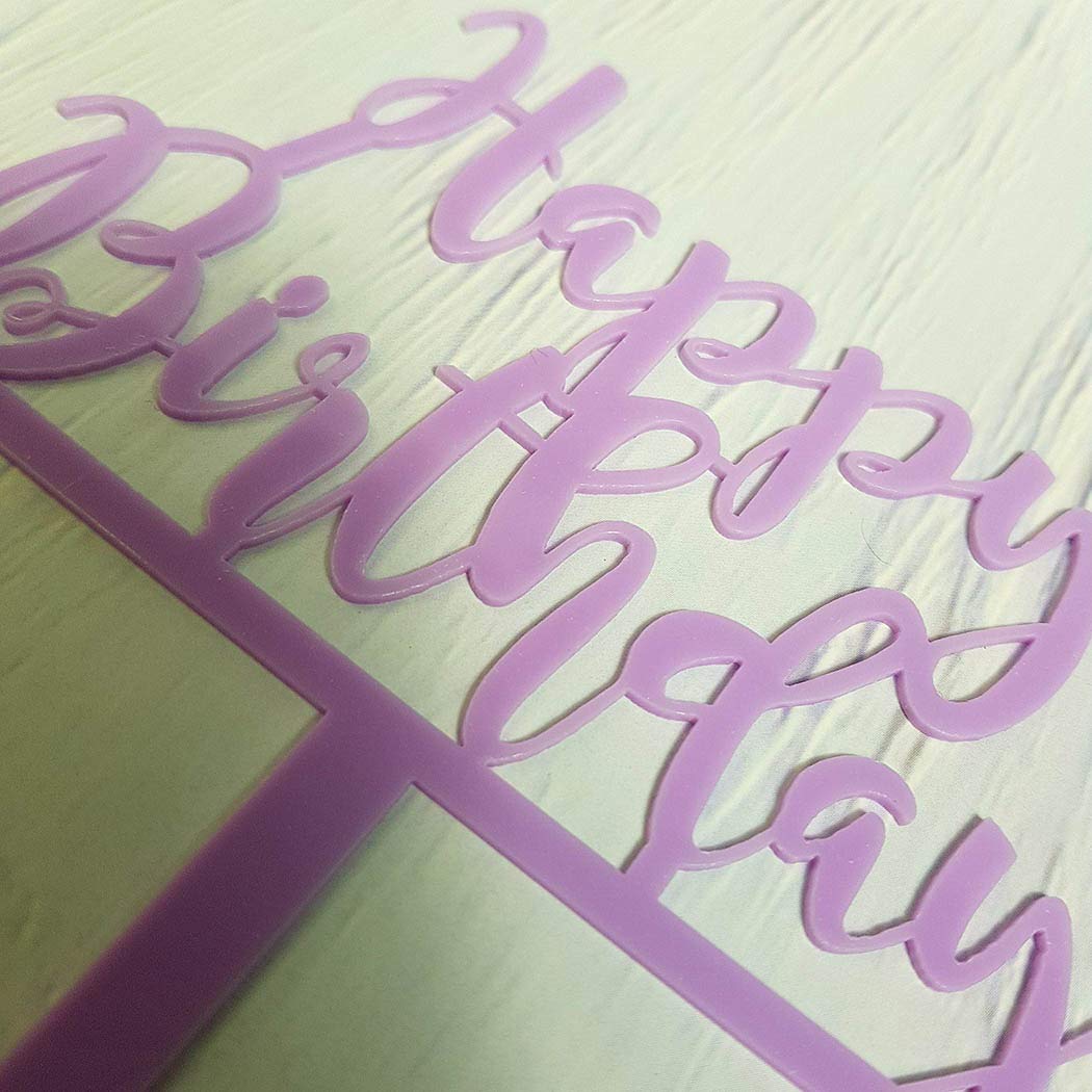 Happy Birthday Cake Topper - Purple Acrylic Party Decoration for Birthday Cakes, Cupcakes & Desserts | Perfect for Birthday Parties, Baby Showers & Special Celebrations