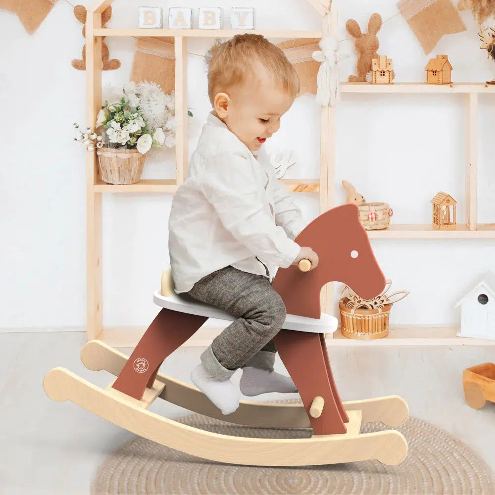 Speedy Monkey Wooden Rocking Horse - Classic Handcrafted Toddler Rocking Toy for Kids | Perfect Nursery Decor & Imaginative Play Gift