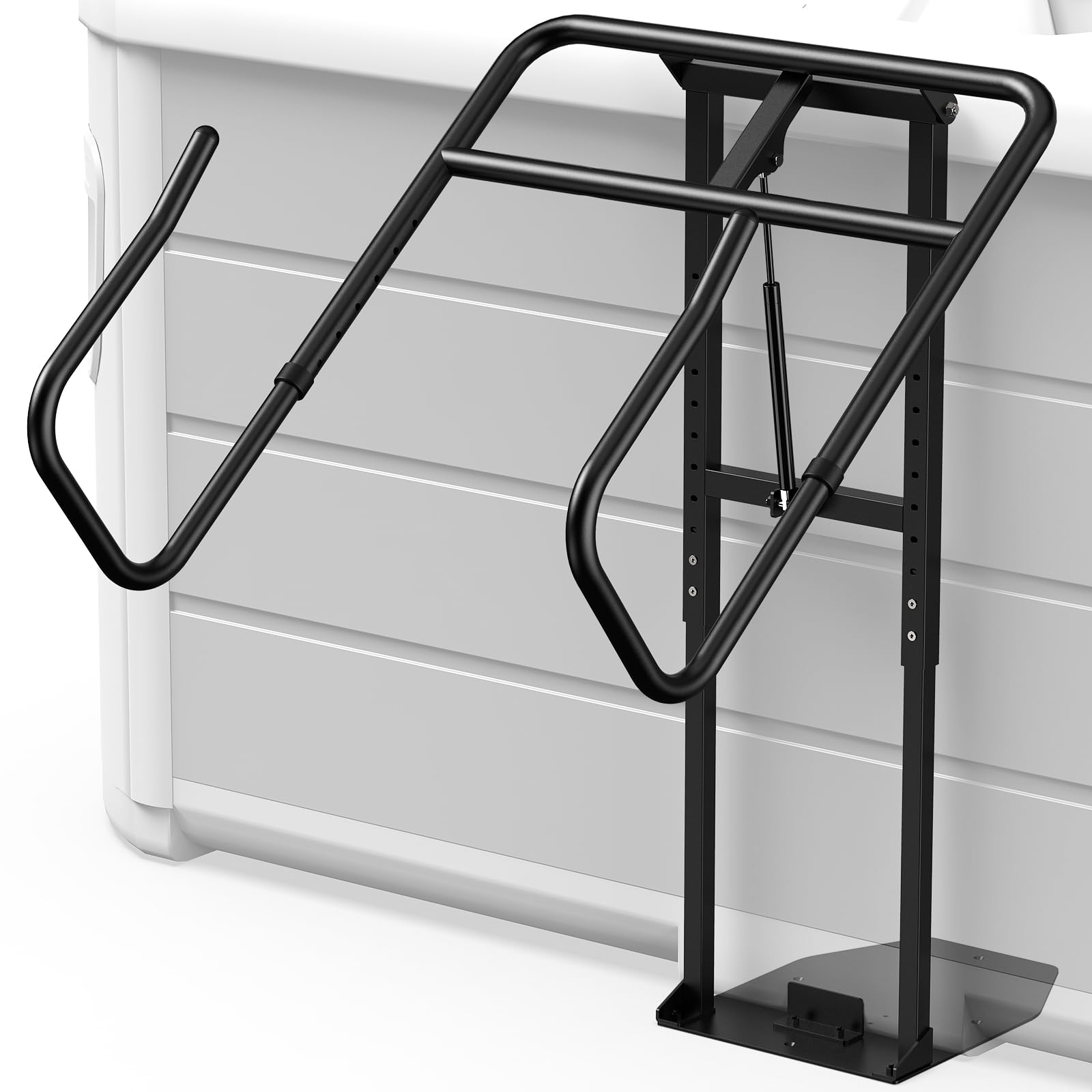 Premium Hydraulic Hot Tub Cover Lift - Adjustable U-Arms Spa Cover Lifter for Above Ground & Inground Spas - Heavy Duty Black - Perfect for Backyard, Deck or Patio Relaxation