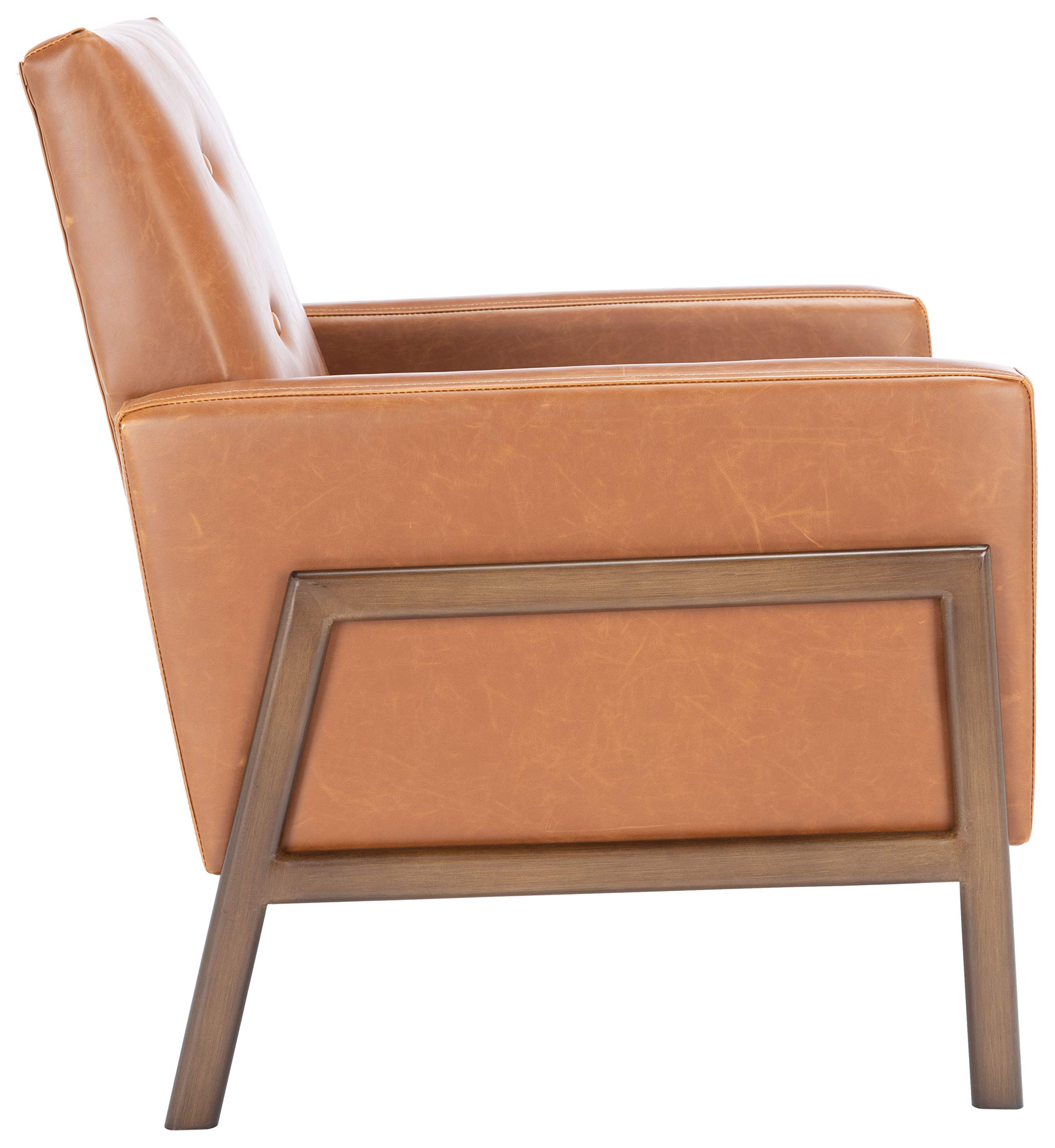 SAFAVIEH Roald Faux Leather Accent Club Chair ACH6209C - Light Brown/Antique Coffee - Modern Living Room Furniture for Home Office, Lounge & Reading Nook