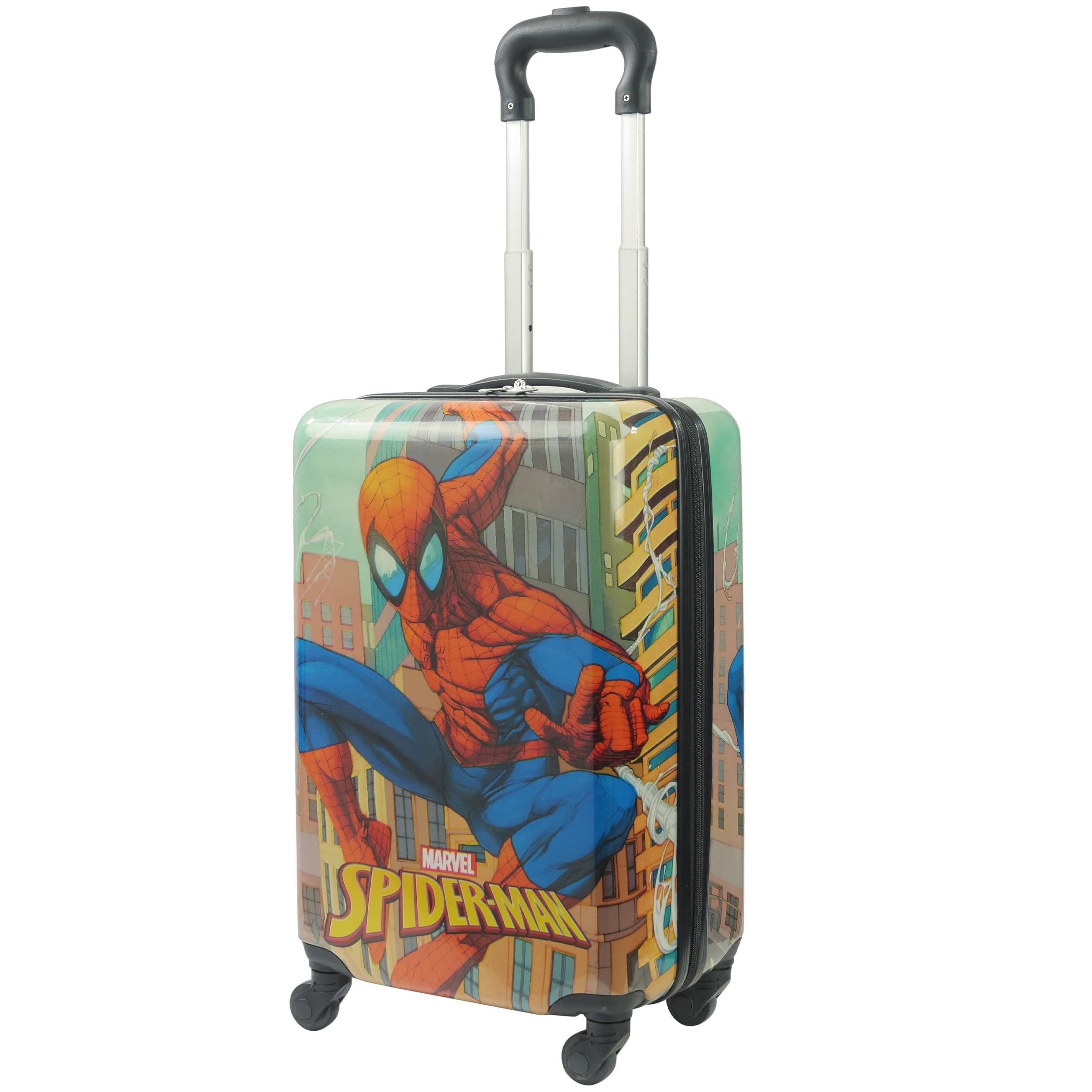 Marvel Spider-Man Kids Rolling Luggage - Hardshell Carry-On Suitcase with 360° Wheels, Lightweight Pastel Travel Luggage for Boys | Perfect for Air Travel, School Trips & Family Vacations
