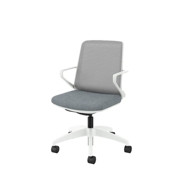 Ergonomic Cliq Office Chair with Synchro Tilt - Basalt Fabric & White Designer Frame - Perfect for Home Office, Gaming & Workspaces