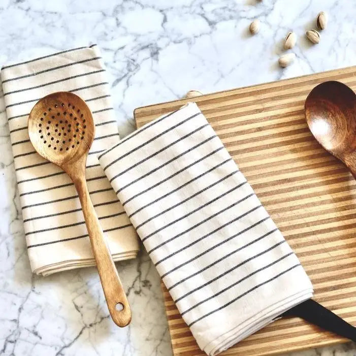 Premium Cotton Tea Towels Set of 2 - Soft Absorbent Ivory Kitchen Towels for Drying Dishes, Glassware & Countertops | Ideal for Kitchen, Dining & Hosting Gifts