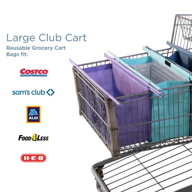 **X-Large Reusable Shopping Cart Bags Set of 3 – Insulated Grocery Tote with Cooler & Egg/Wine Holder, Foldable & Washable Trolley Bags for Club Stores – Perfect for Grocery Shopping, Farmers Markets & Bulk Buying**