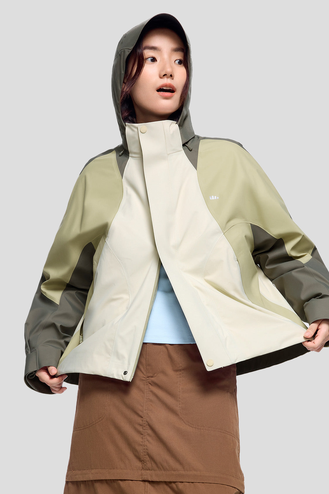 ModuWarm Women's Detachable Hood Jacket - Lightweight Waterproof Windbreaker for Outdoor Hiking, Camping & Travel