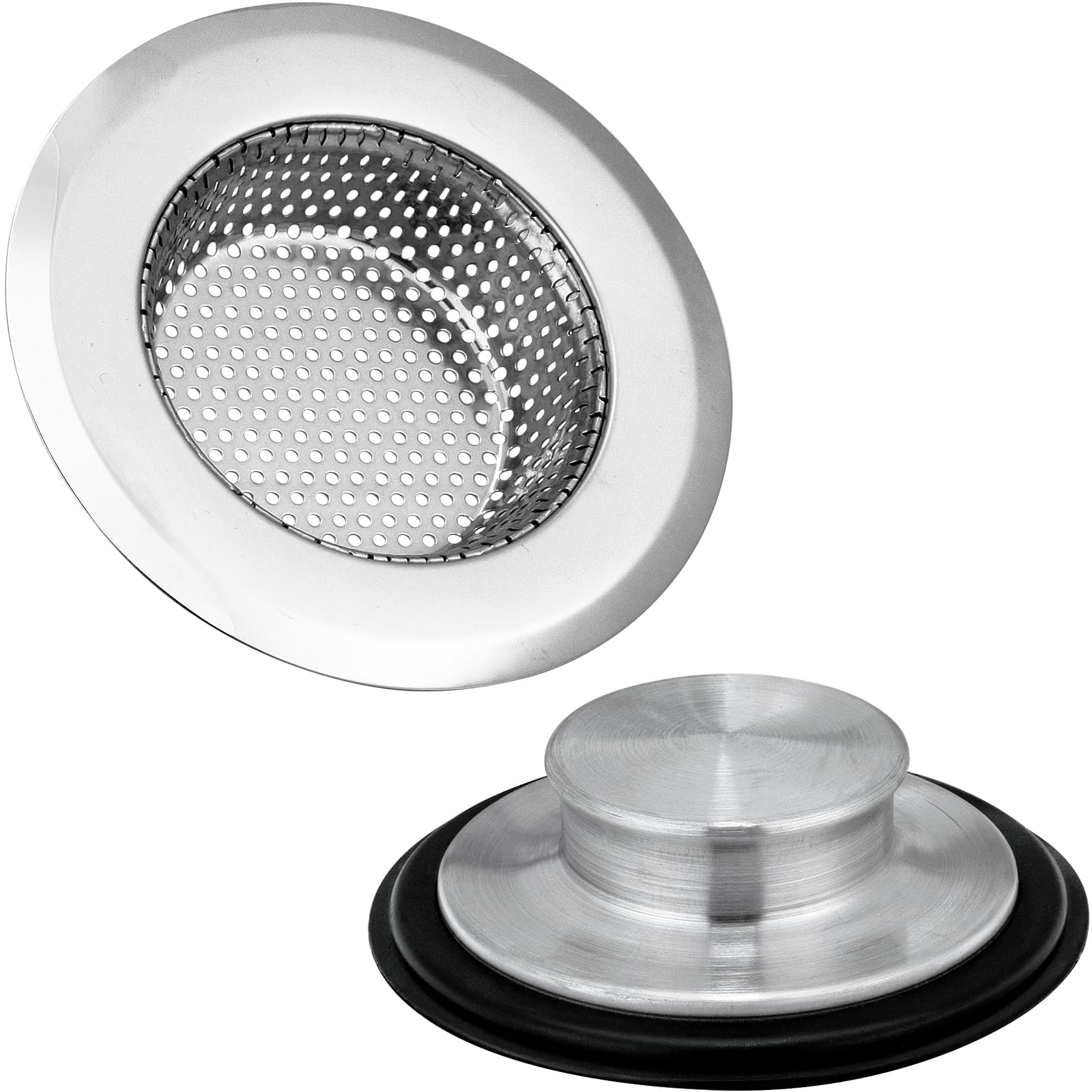2-Pack Stainless Steel Kitchen Sink Drain Strainer & Stopper - Anti-Clogging, Fits Standard 3.5