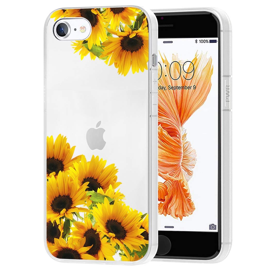 Cute Clear Slim Shockproof Sunflower TPU Phone Case for iPhone 5S/5/SE (2016) - Soft Protective Cover for Girls, Perfect for Everyday Use & Gifts