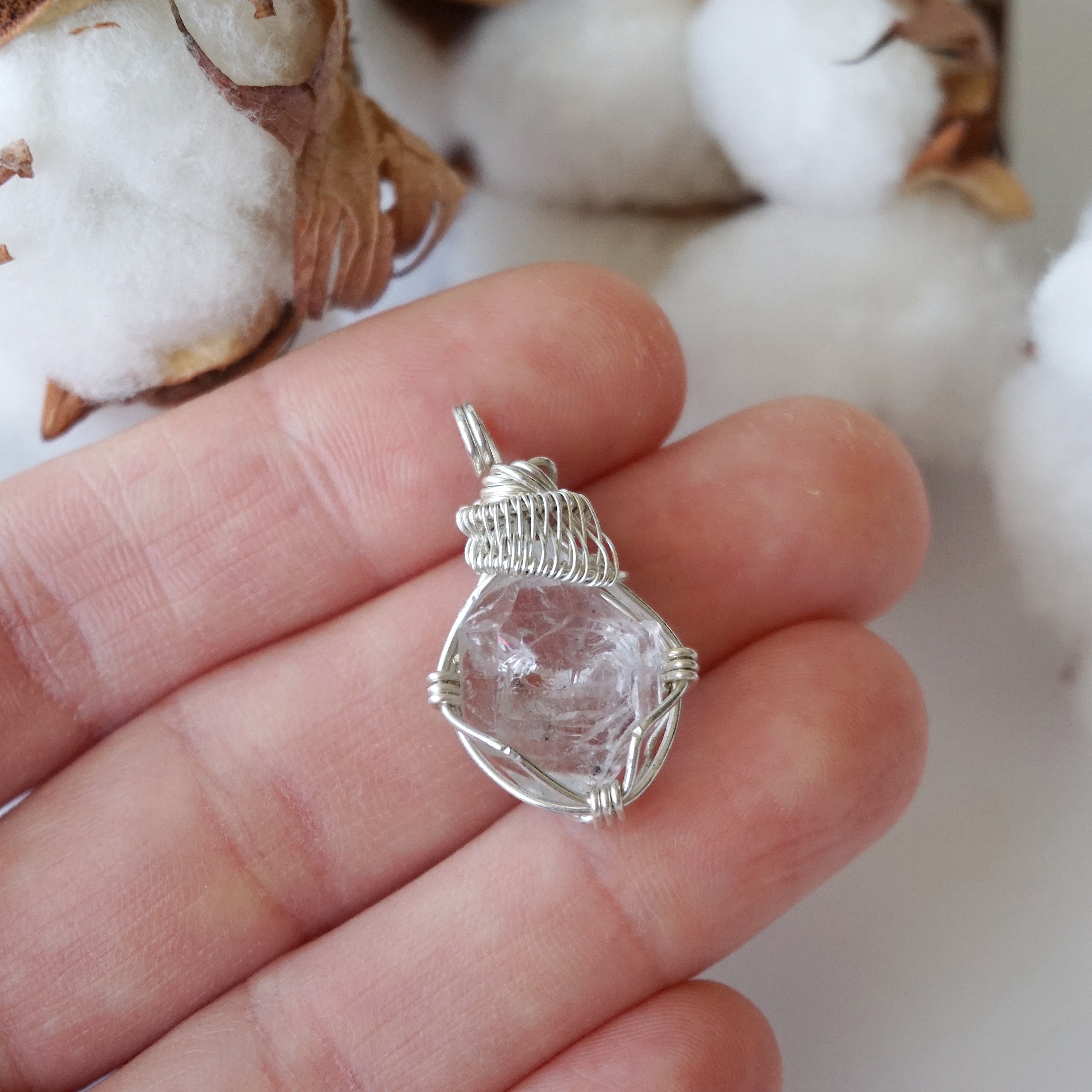 Herkimer Diamond Necklace with Sterling Silver Chain - Elegant Crystal Jewelry for Women, Gift for Her, Perfect for Weddings & Special Occasions