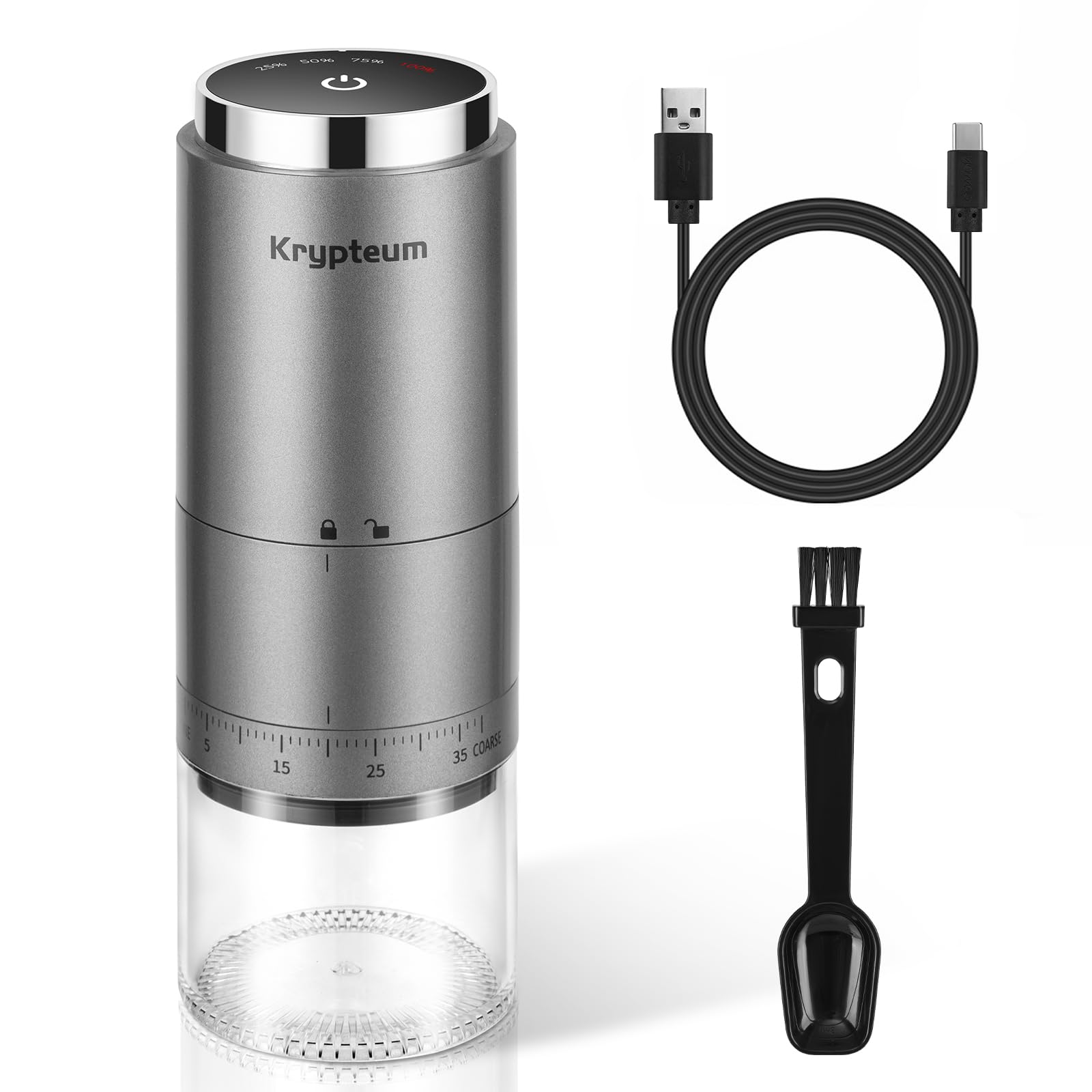 Premium Portable Electric Burr Coffee Grinder - 38 Adjustable Settings, Rechargeable with LED Display, Cordless Coffee Mill for Espresso, Pour Over & French Press - Perfect for Travel, Camping, Office & Home Brewing