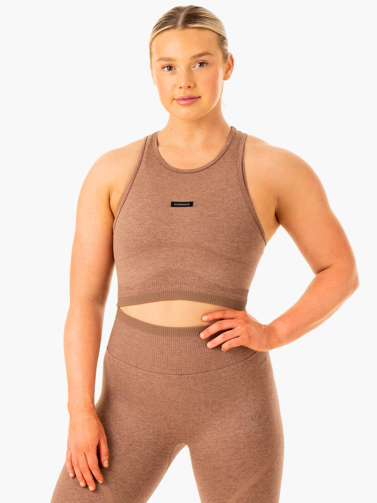 Excel Seamless Tank Top - Mocha Marl Color - Women's Workout & Yoga Shirt for Gym, Running & Casual Wear