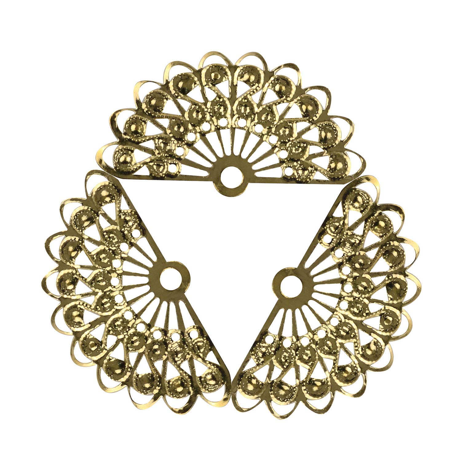 50pcs 38x21mm Brass Alloy Gold Semicircular Fan-shaped Metal Pendants Charms for DIY Jewelry Making - Hairpin, Necklace, Bracelet, Craft Supplies, Gift Decorations