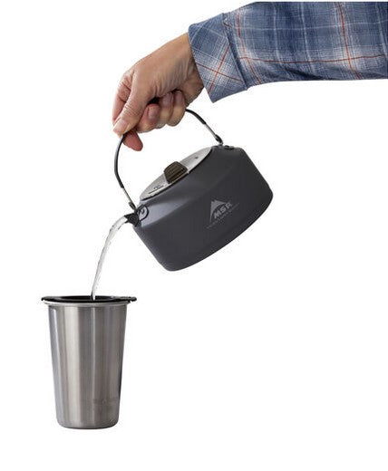 MSR Pika Teapot 1L - Lightweight Camping Tea Kettle for Backpacking, Hiking & Outdoor Adventures - Durable Stainless Steel with Heat-Resistant Handle - Perfect for Boiling Water on Stoves or Campfires