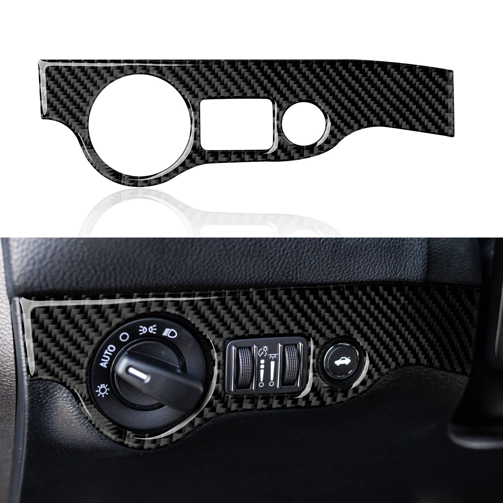 Carbon Fiber Car Headlight Switch Cover Trim Decors for 2011-2023 Dodge Charger - Interior Accessories & Stickers for Customization & Protection (Perfect for Car Enthusiasts & DIY Auto Upgrades)